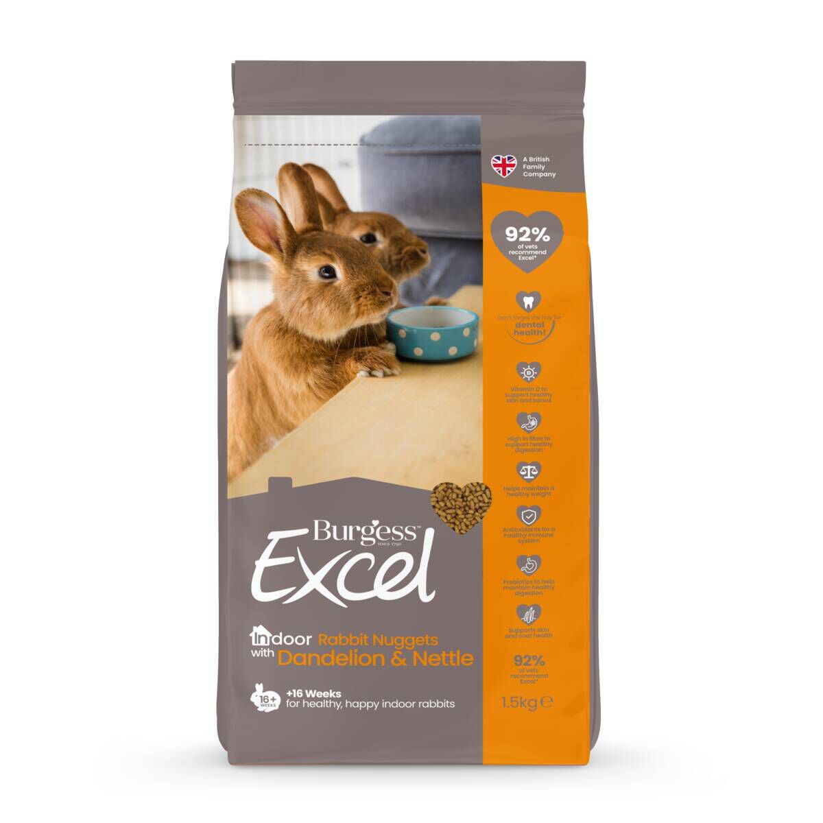 Burgess Excel Rabbit Indoor Kaninfôr 1,5 kg - Kaninmat