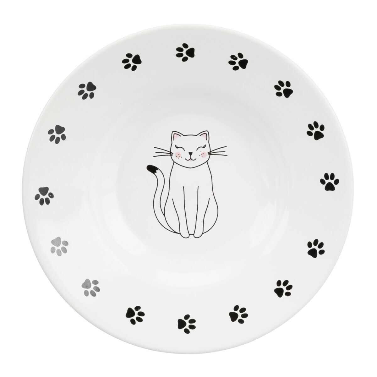 Trixie Bowl, flat, cat/paws, ceramic, 0,2 l/15cm, white