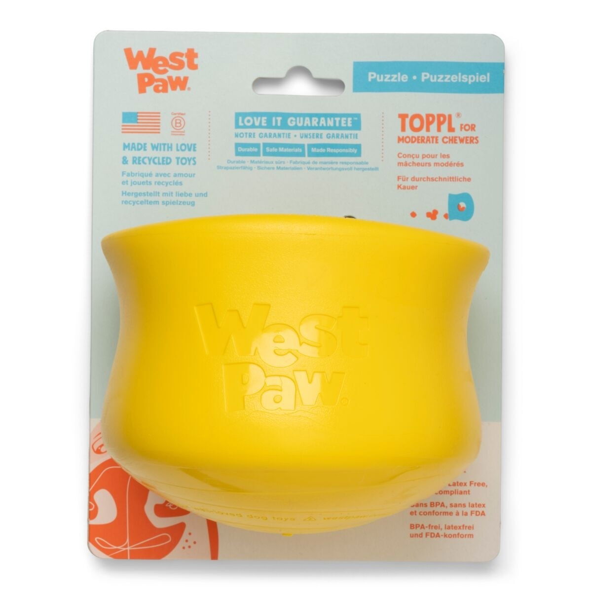 West Paw Toppl Limited Edition dandelion yellow
