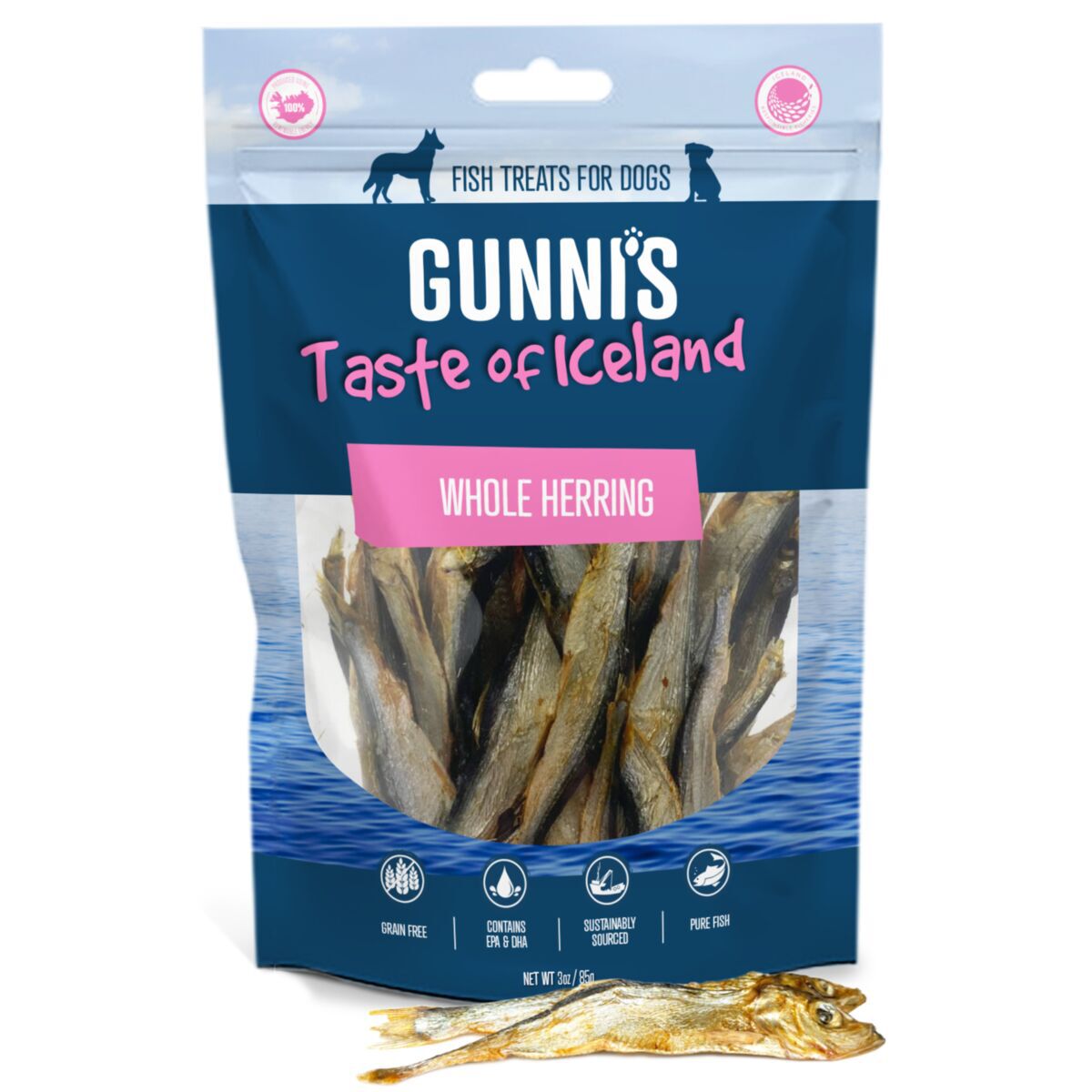 Gunni's Whole Herring Hundegodbit 70g - Tørket hundegodteri