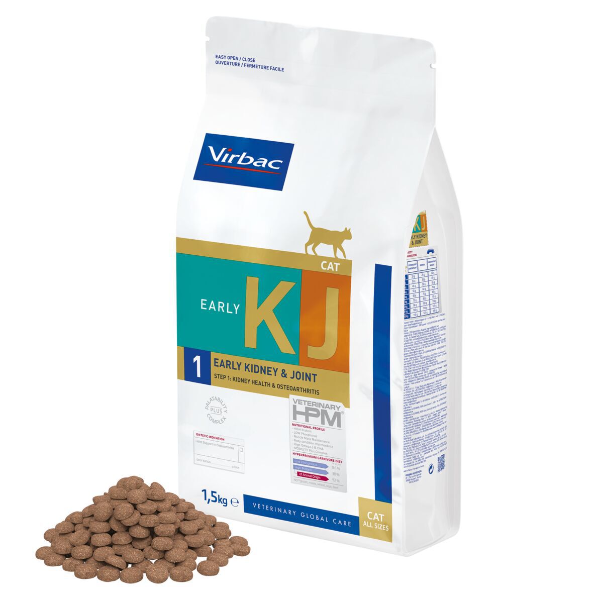 Virbac HPM Cat KJ1 Early Kidney & Joint Veterinærfôr til Katt - Veterinærfôr for nyresykdom hos katt