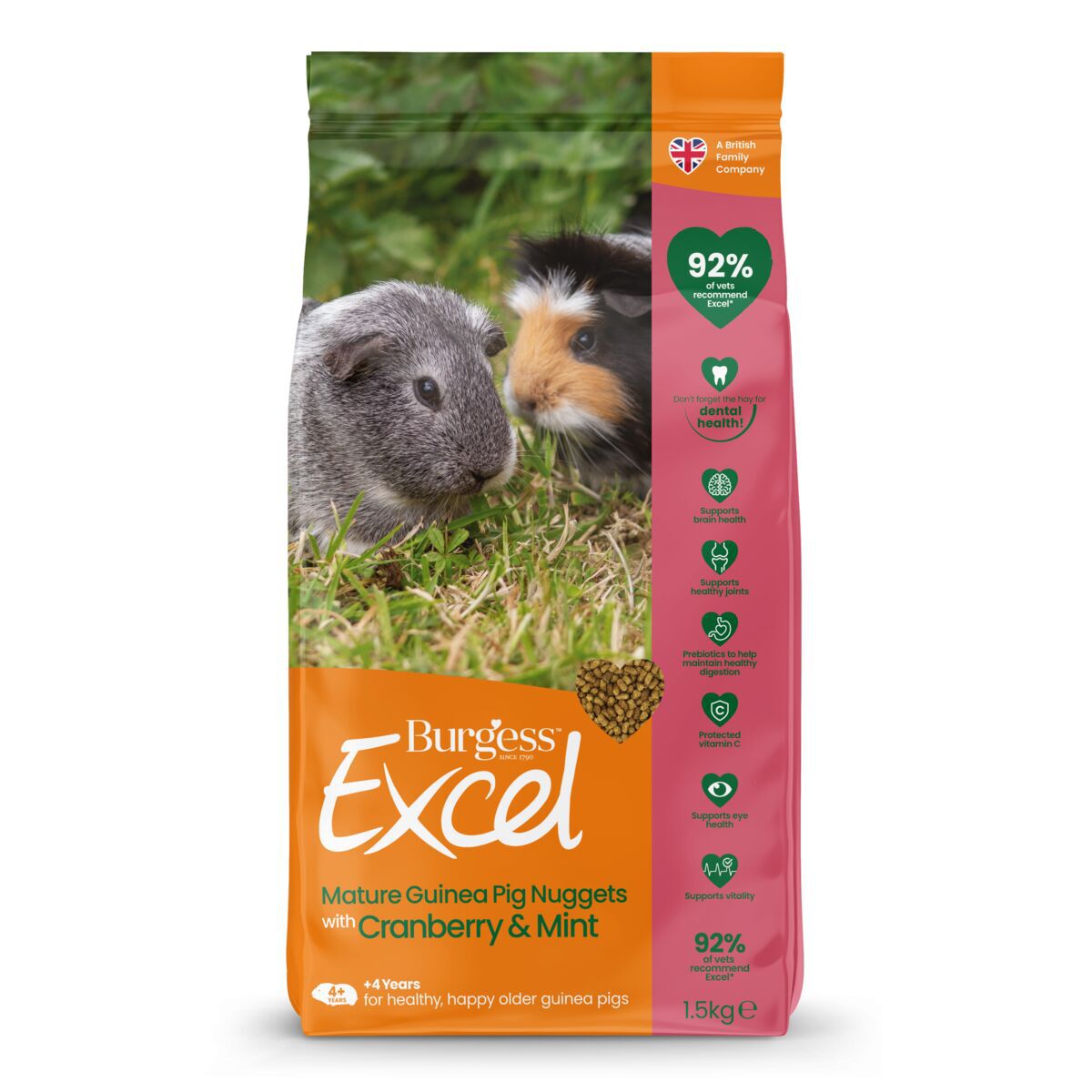 Burgess Excel Guinea Pig Blackcurrant & Oregano Marsvinfôr 1,5 kg - Marsvinsmat
