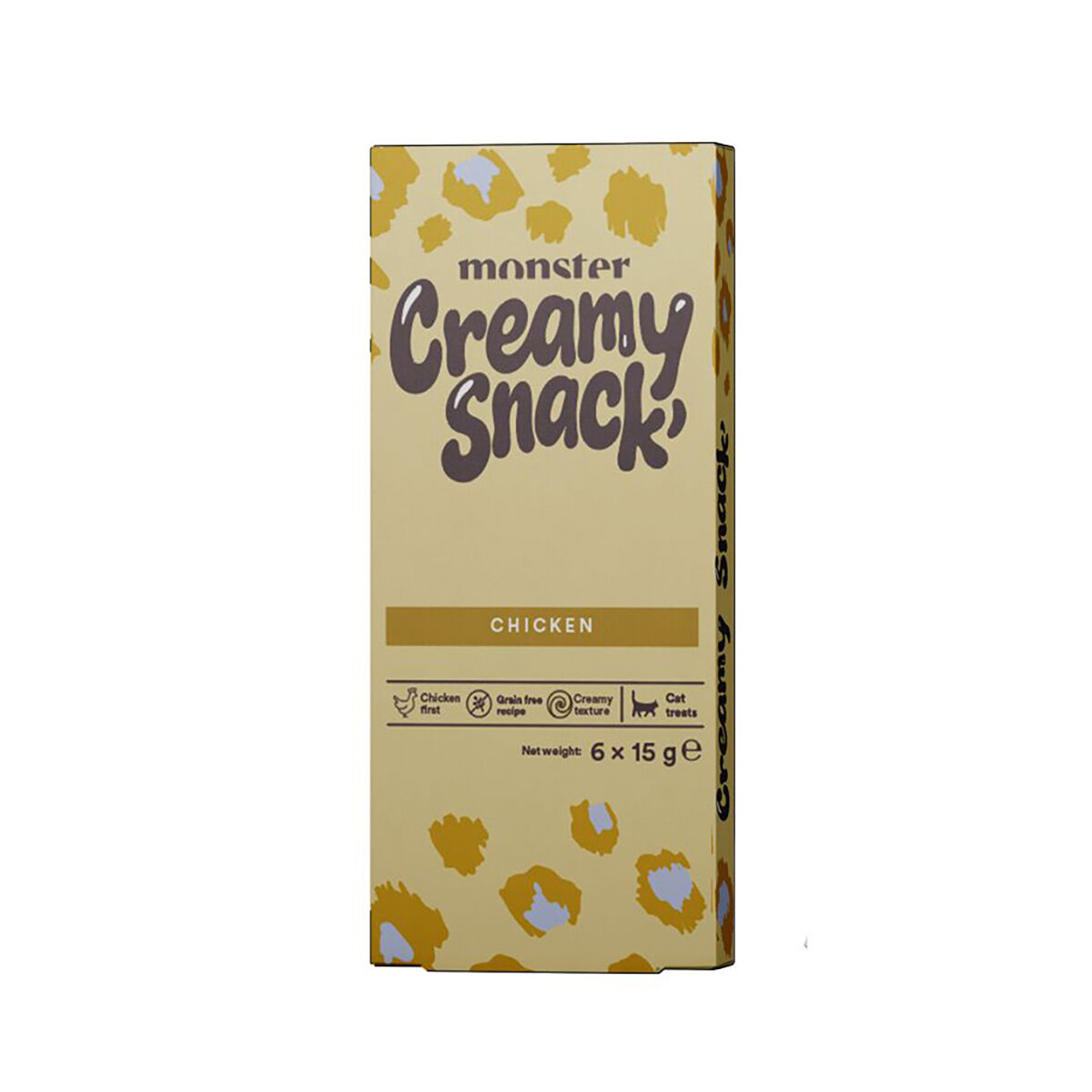Monster Cat Creamy Snack Chicken Flytende Kattegodbit 6 x 15 g - Flytende kattesnacks