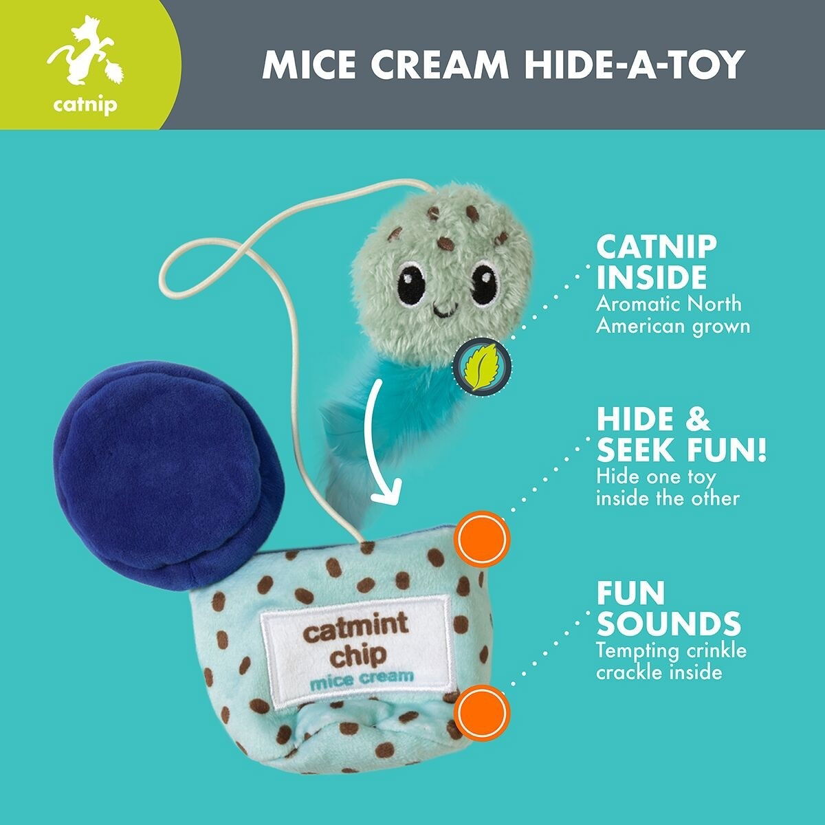 Quirky Kitty Mice cream hide-a-toy
