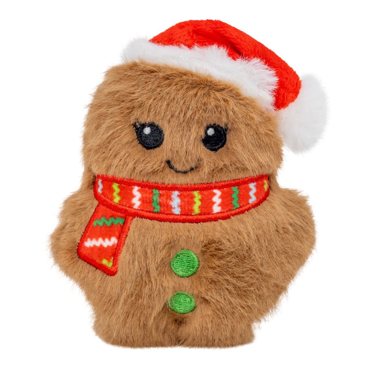 KONG Holiday Snuzzles Mini Pepperkakemann med Nisselue Pipelydleke til Hund 14 cm - Juleleker for hunder