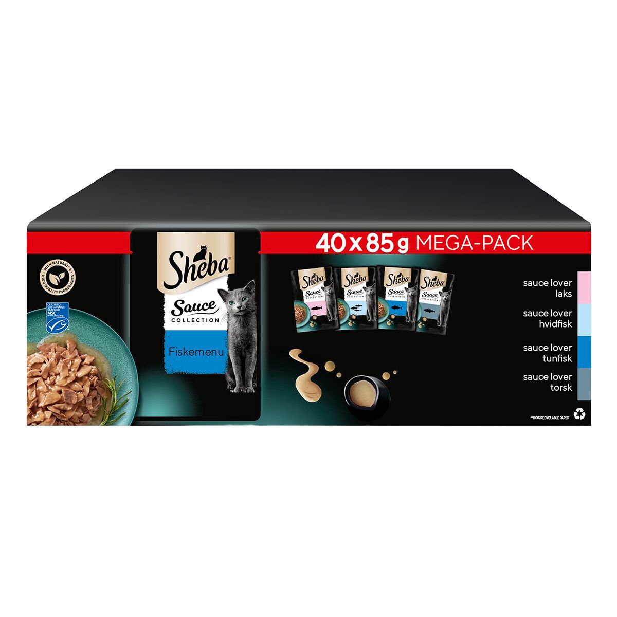 Sheba Sauce Collection Fiskemeny Våtfôr til Katt 40x85 g
