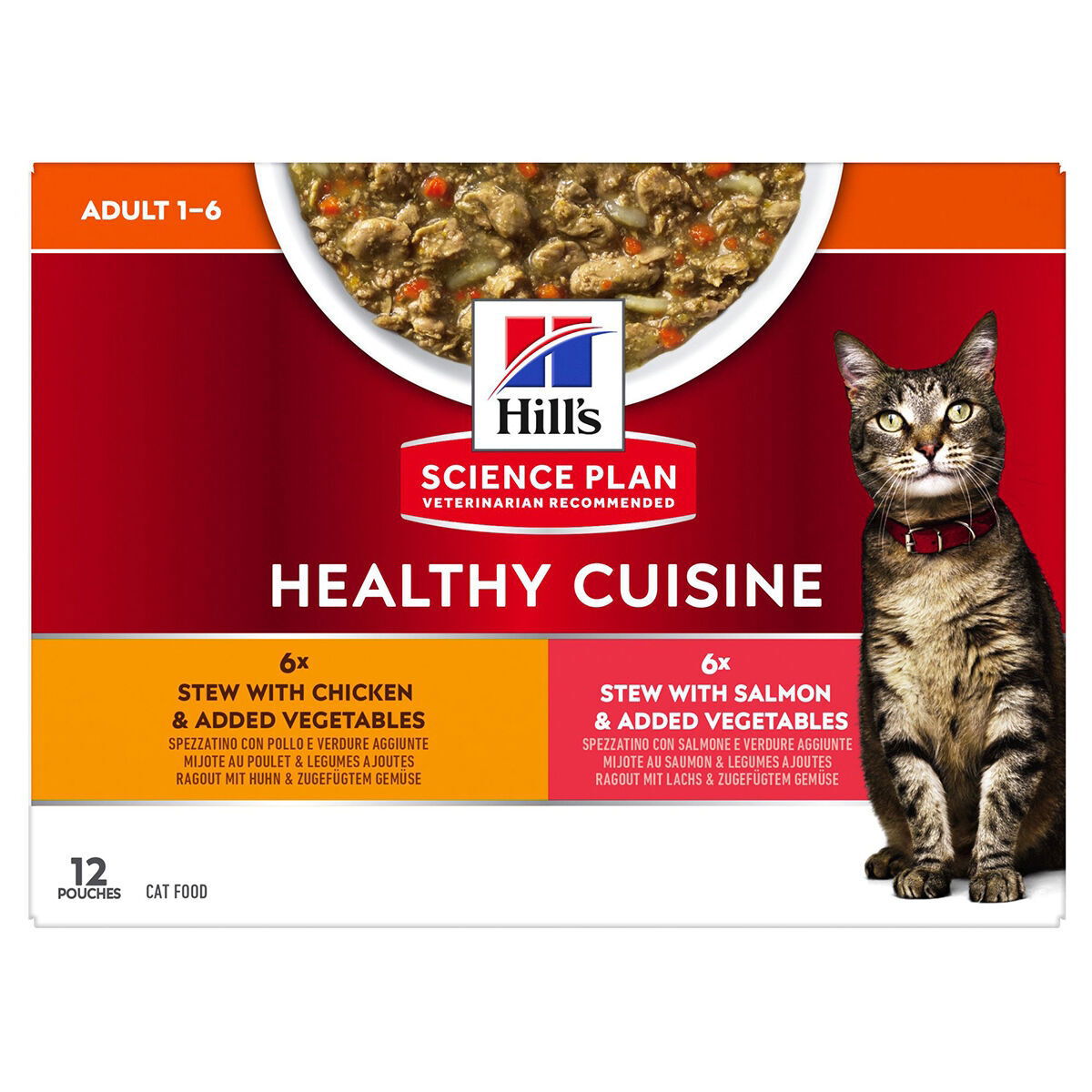 Hill's SP Cat Adult Healthy Cuisine Stews Ch/Sa 12x80g