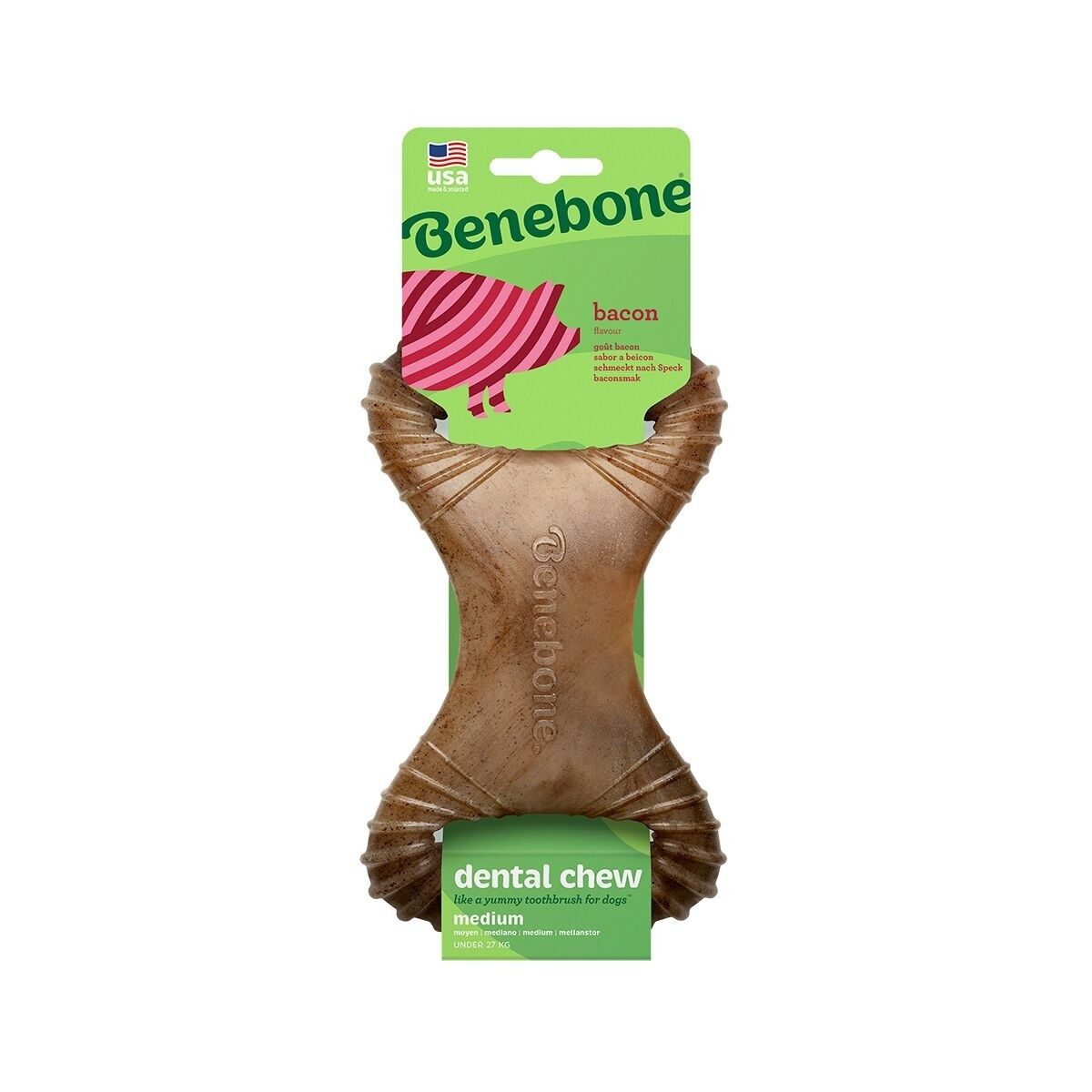 Benebone Dentaltyggbein i Nylon med Baconsmak M