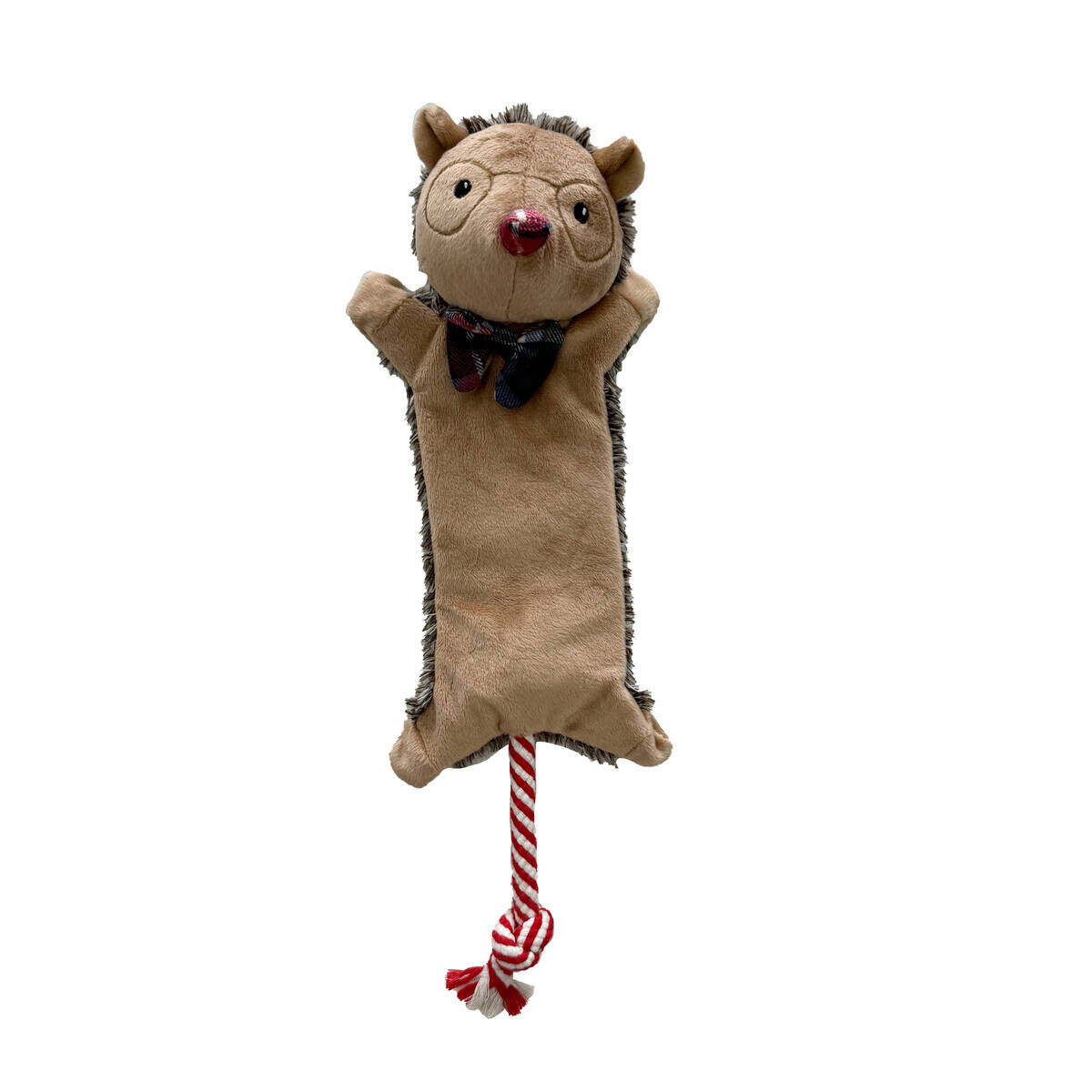 Bark-A-Boo North Pole Letters Flatt Pinnsvin med Tau Knitrende Hundeleke 40 cm - Pipeleker til hund