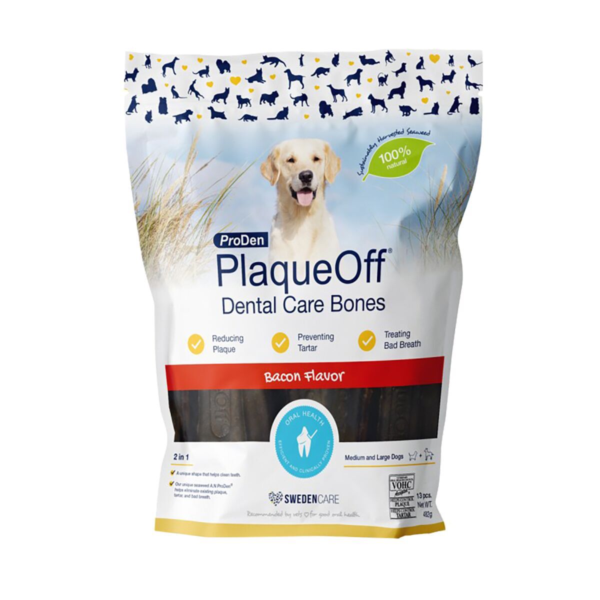 PlaqueOff Dental Care Bones Bacon 482 g - Dentaltygg