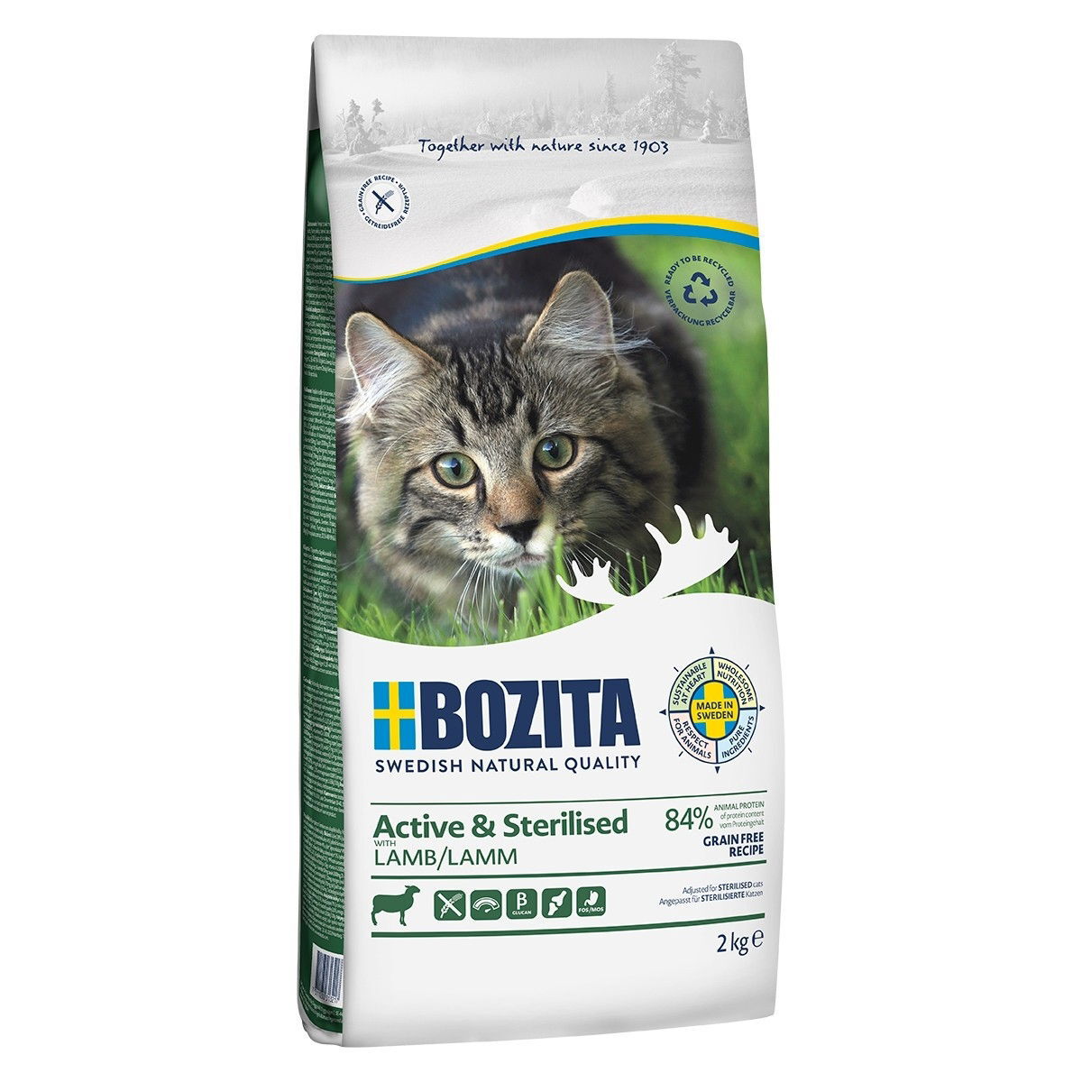 Bozita Active & Sterilised Grain Free Lamb Tørrfôr til Katt 2 kg - Kattemat for sterilisert katt