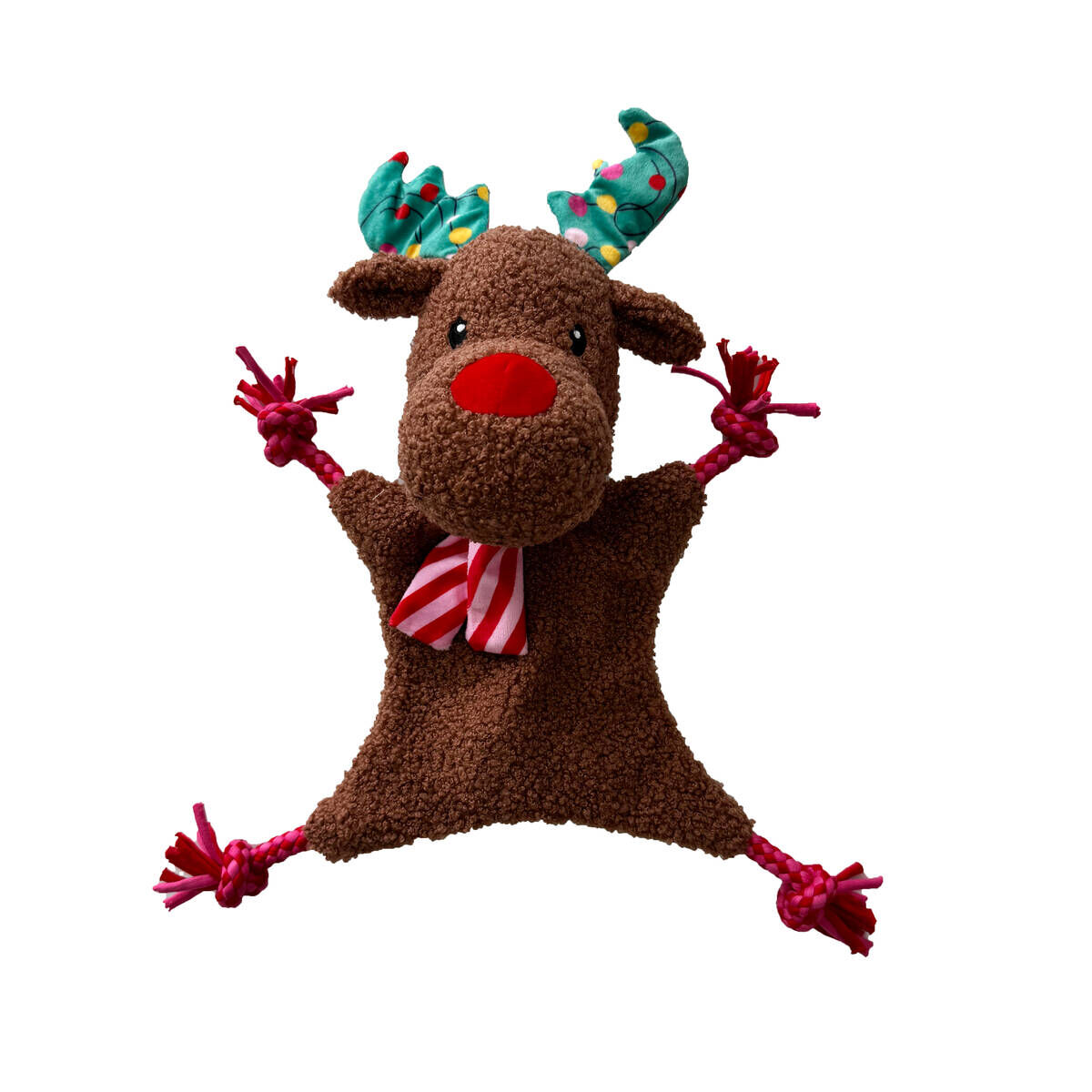 Bark-A-Boo Christmas Wishes Flat Rein med Tau Knitrende Hundeleke 38 cm - Juleleker for hunder