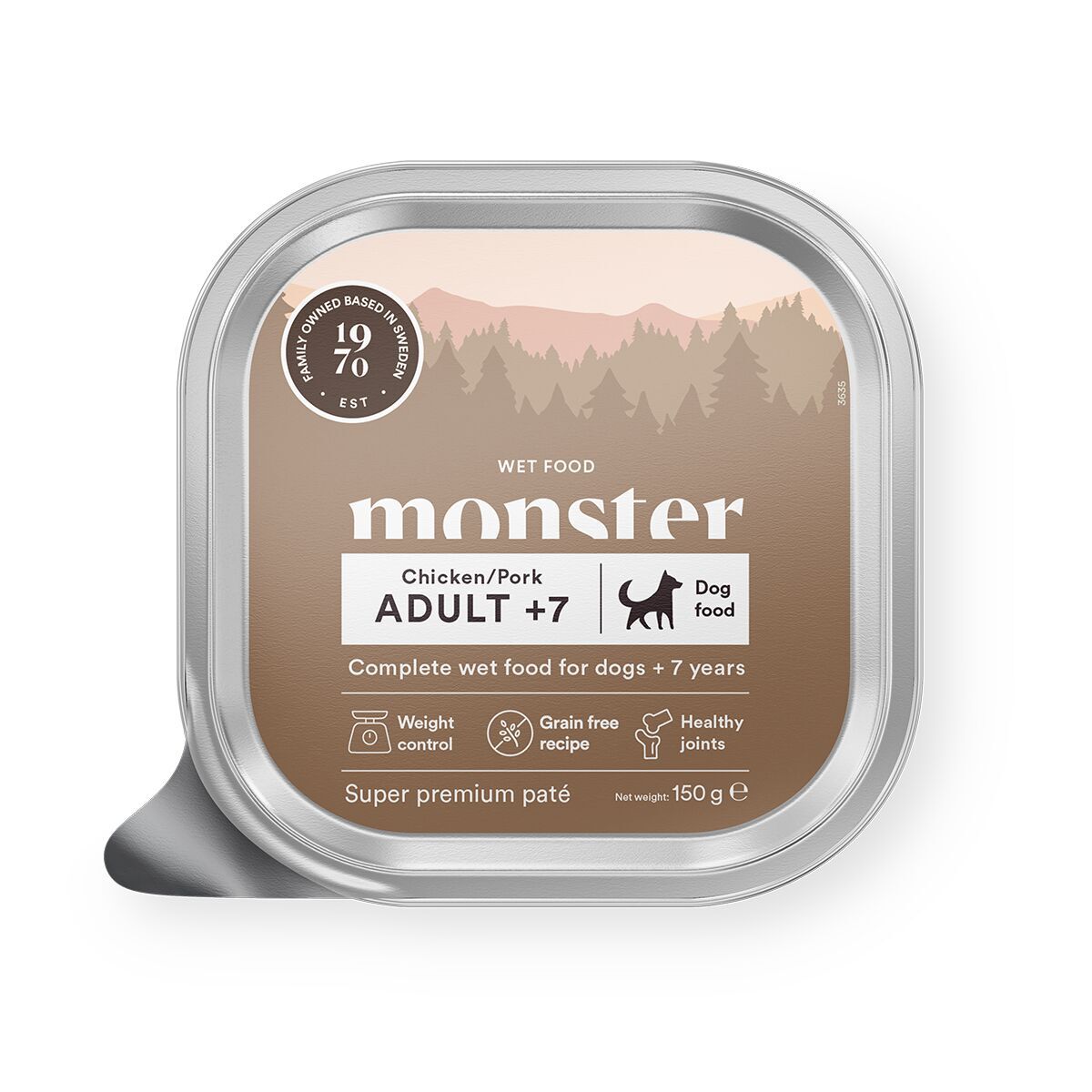 Monster Dog Adult +7 Chicken/pork Paté tray 150 g