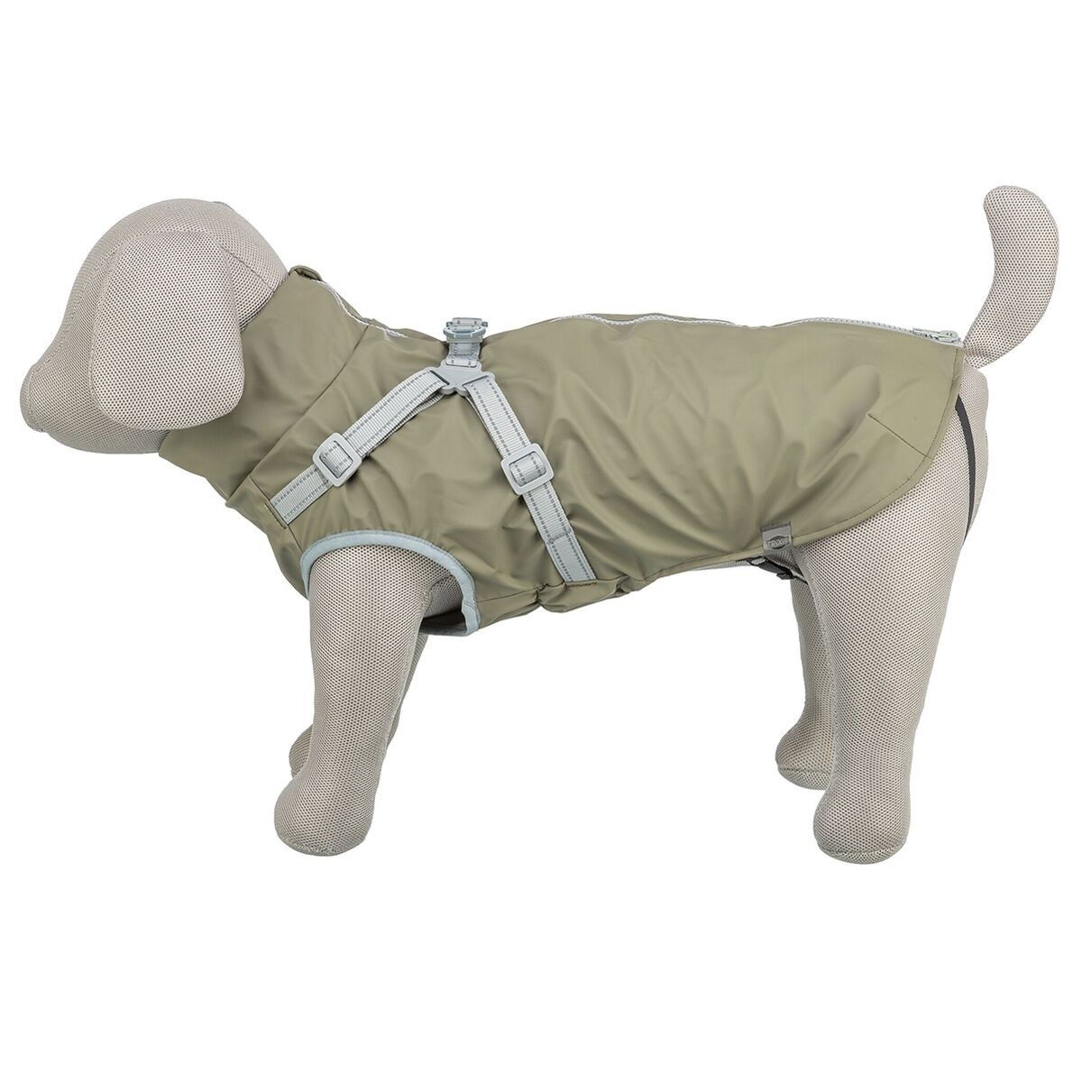 Trixie Pontis rain coat with harness, olive green