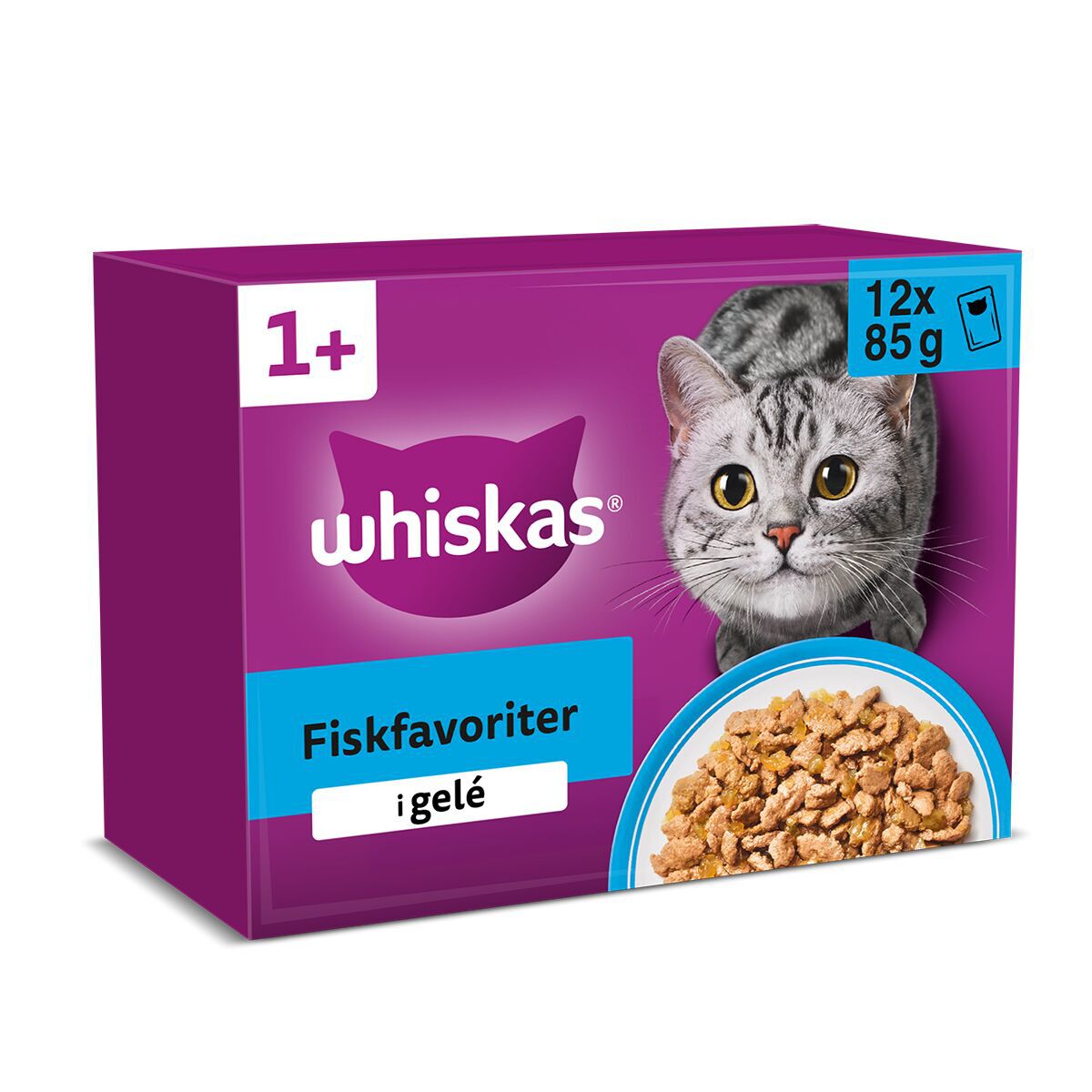 Whiskas 1+ Fish Selection Våtfôr til Katt 12x85 g