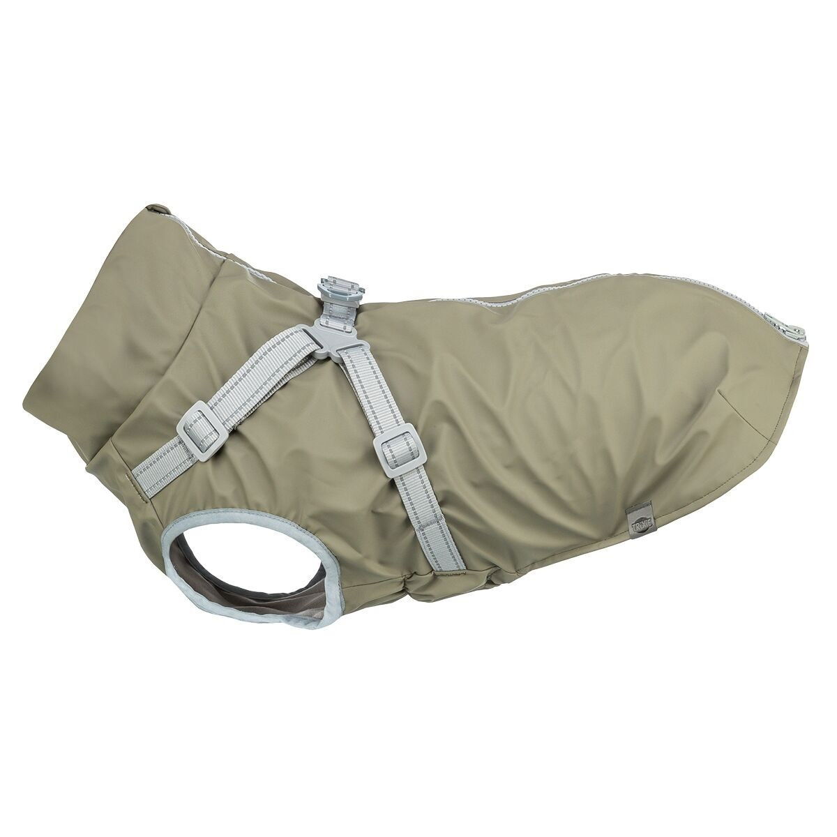 Trixie Pontis rain coat with harness, olive green