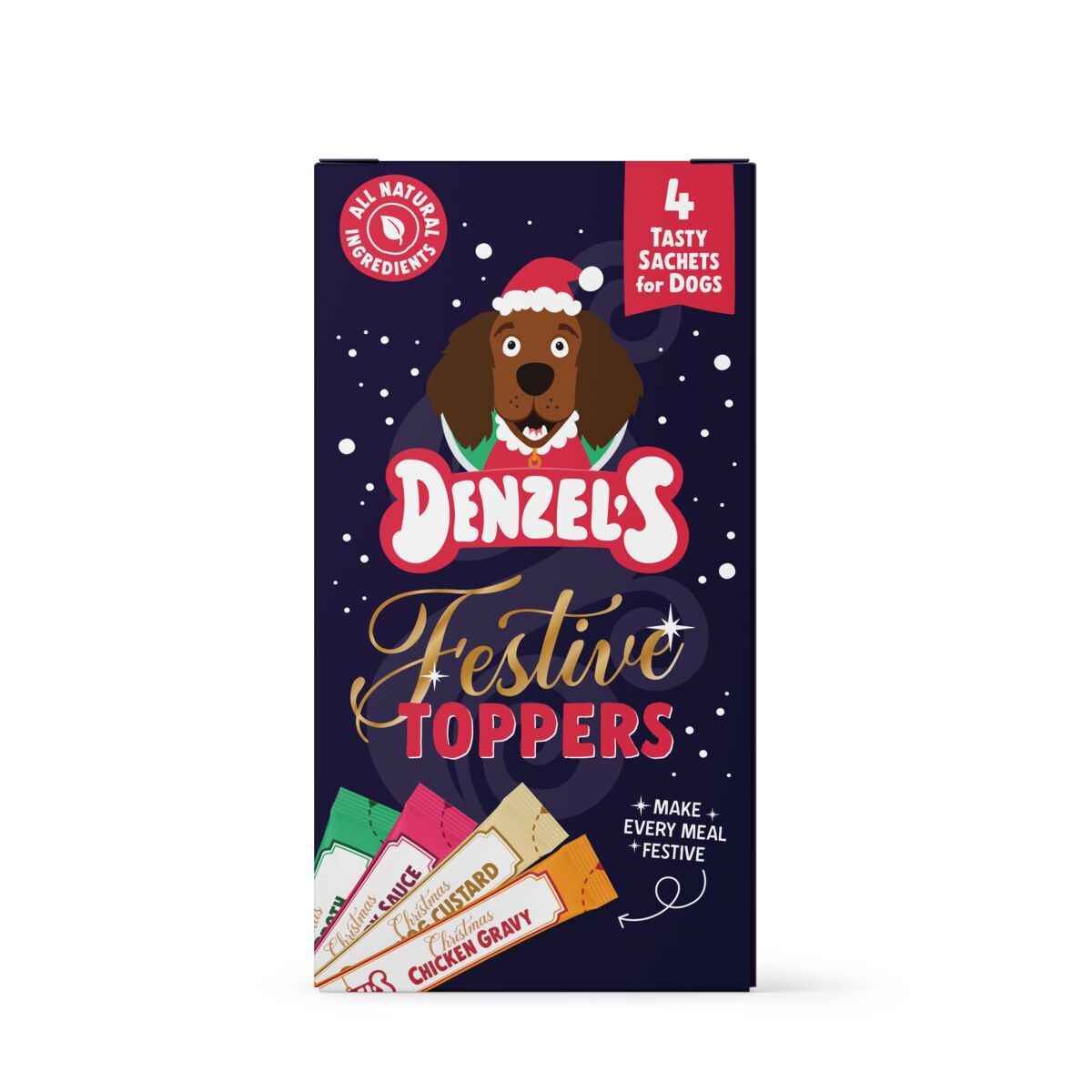 Denzel's Festive Toppers Flytende Hundegodbit 4 x 15 g - Fôrtopping til hund