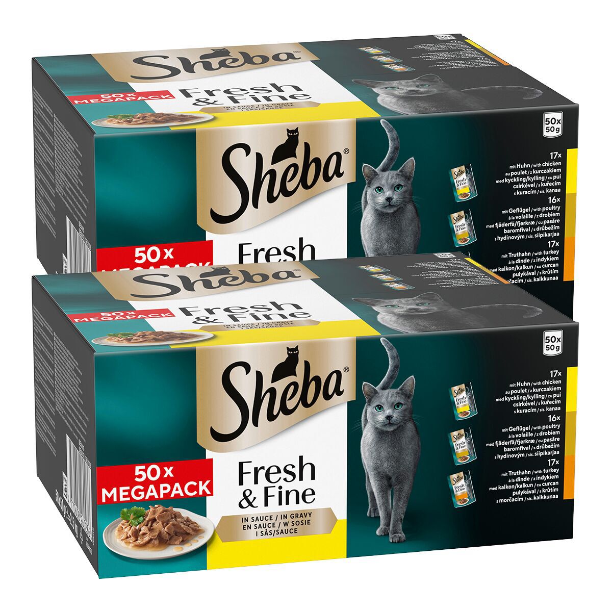 Sheba Fresh & Fine Våtfôr til Katt i Saus 2 x 50x50g