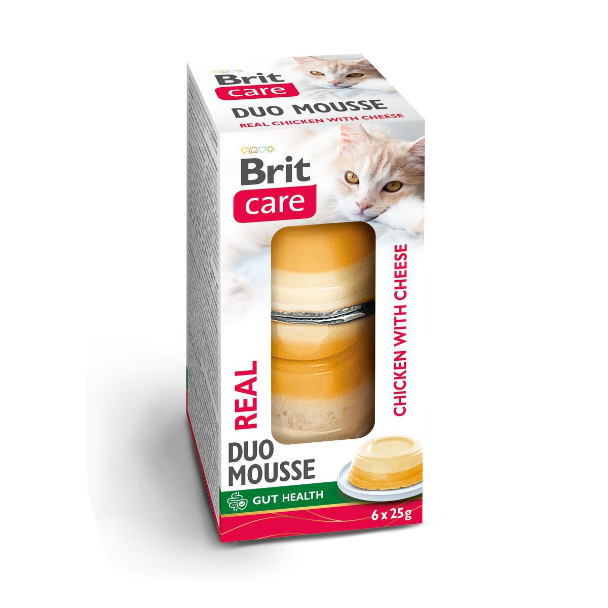 Brit Care Cat Double Layer Mousse Real Chicken with Cheese Våtfôr til Katt 6x25 g