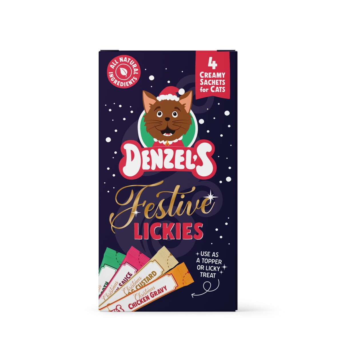 Denzel's Cat Festive Lickies Flytende Kattegodbit 4 x 10 g - Flytende kattesnacks