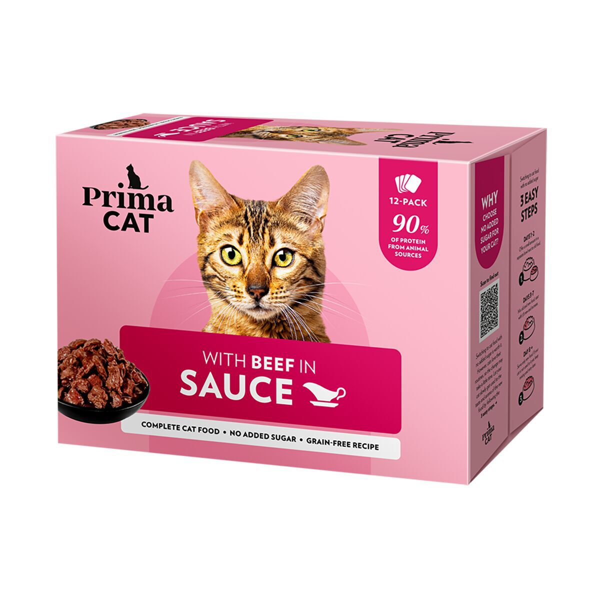 PrimaCat Beef in Gravy 12x85 g - Våtfôr til katt