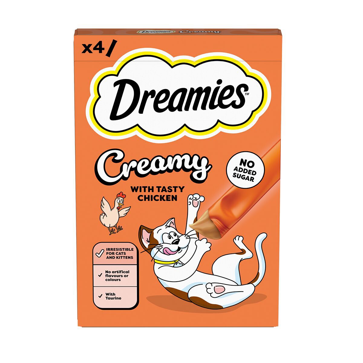 Dreamies Creamy med Kylling 4x10 g - Flytende kattesnacks