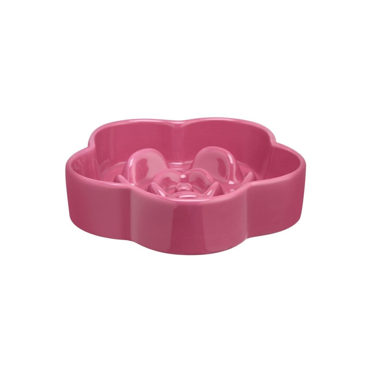 Little&Bigger XOXO ceramic slow feed bowl rose pink