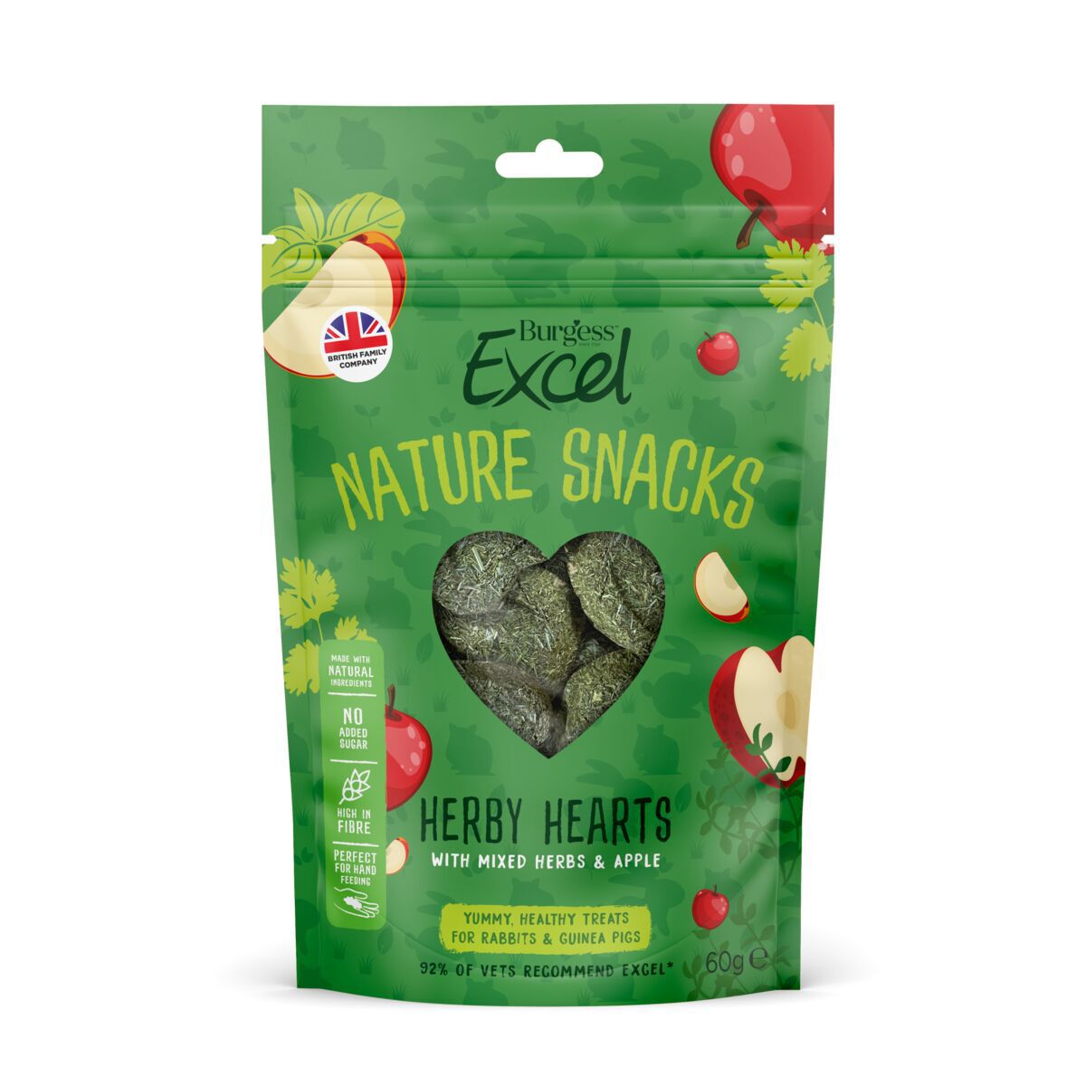 Burgess Excel Natures Snack Herby Hearts Godbit til Kanin & Marsvin 60 g - Kaningodteri