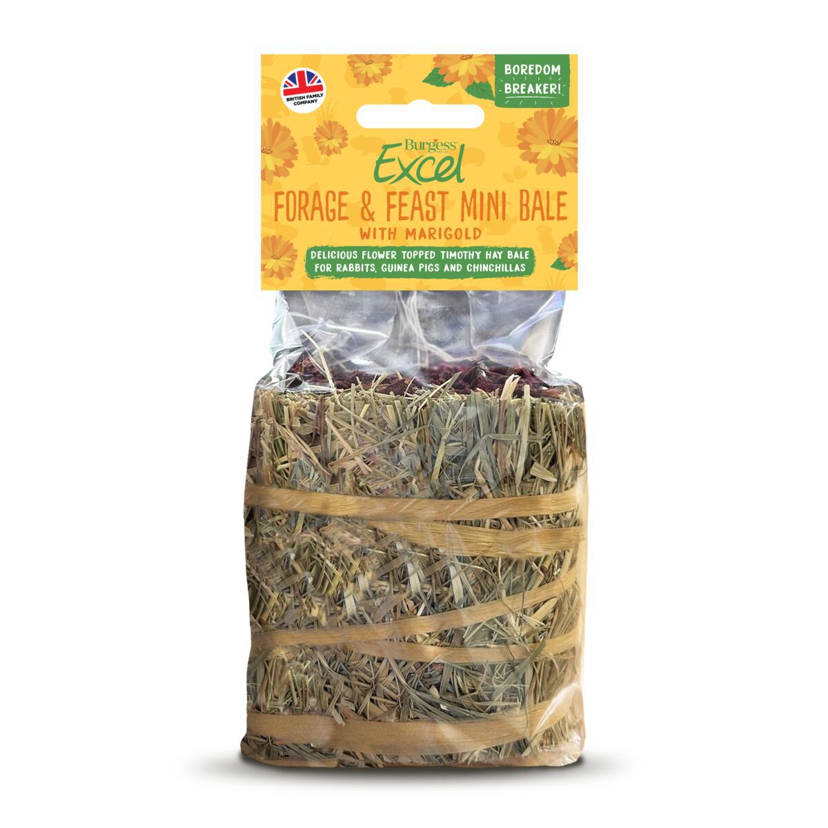 Burgess Forage & Feast Mini Bale Marigold 100 g - Godbiter til smådyr