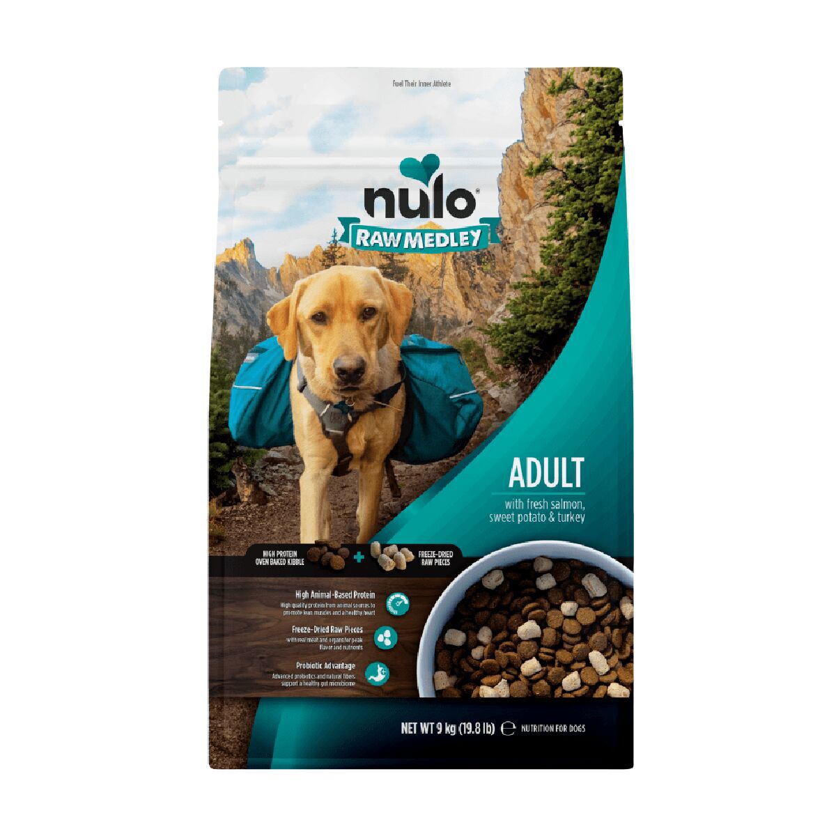Nulo Raw Medley Dog Adult Fresh Salmon, Sweet Potato & Turkey Tørrfôr til Hund 9kg
