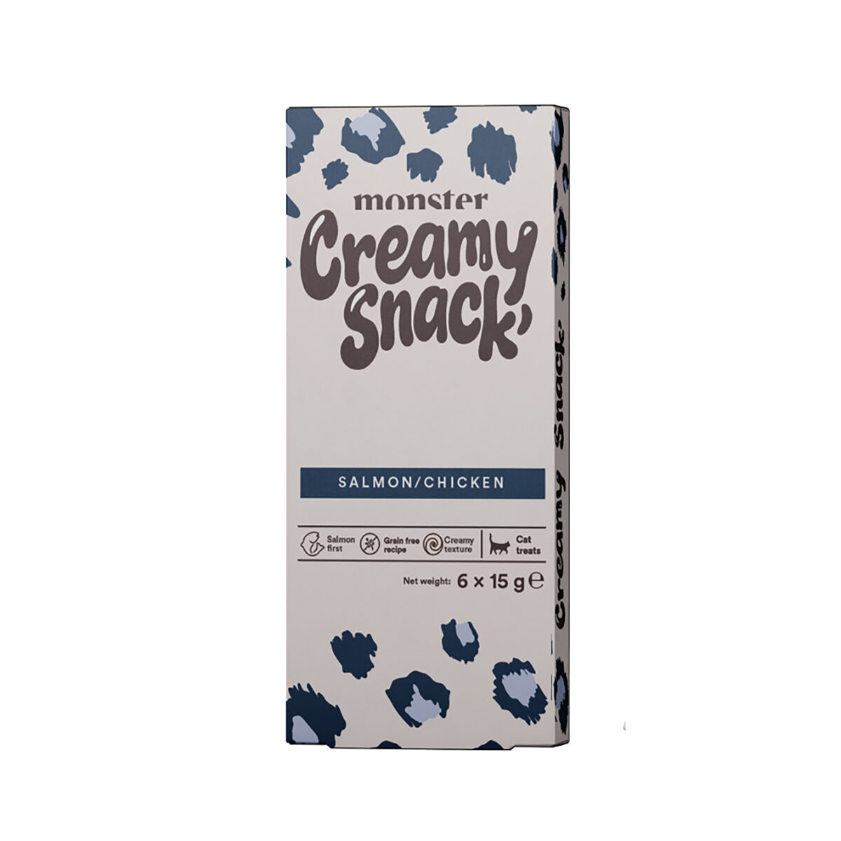 Monster Cat Creamy Snack Salmon & Chicken Flytende Kattegodbit 6 x 15 g - Flytende kattesnacks