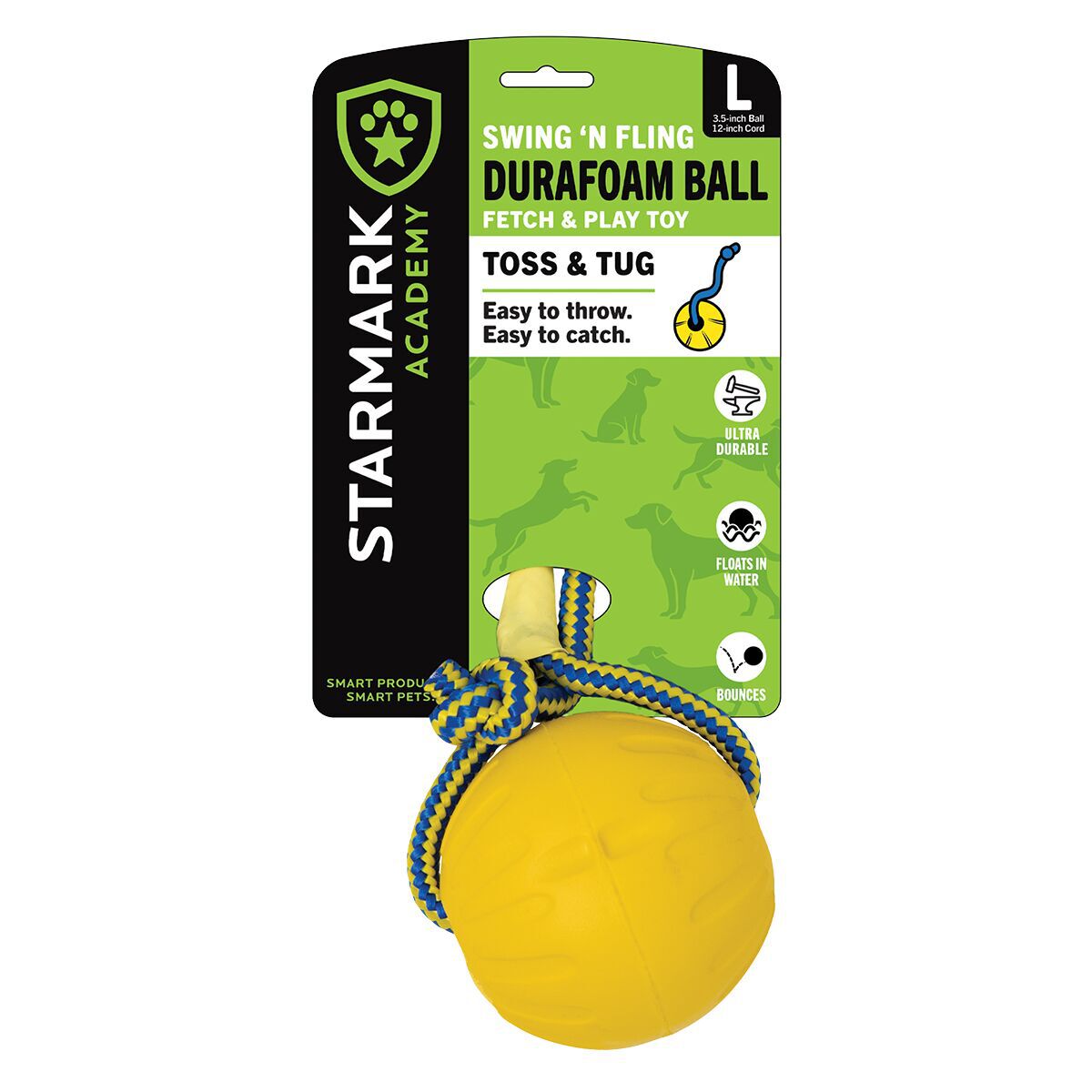 Starmark Swing & Fling Skumball med Tau Hundleke - Kasteleker til hund