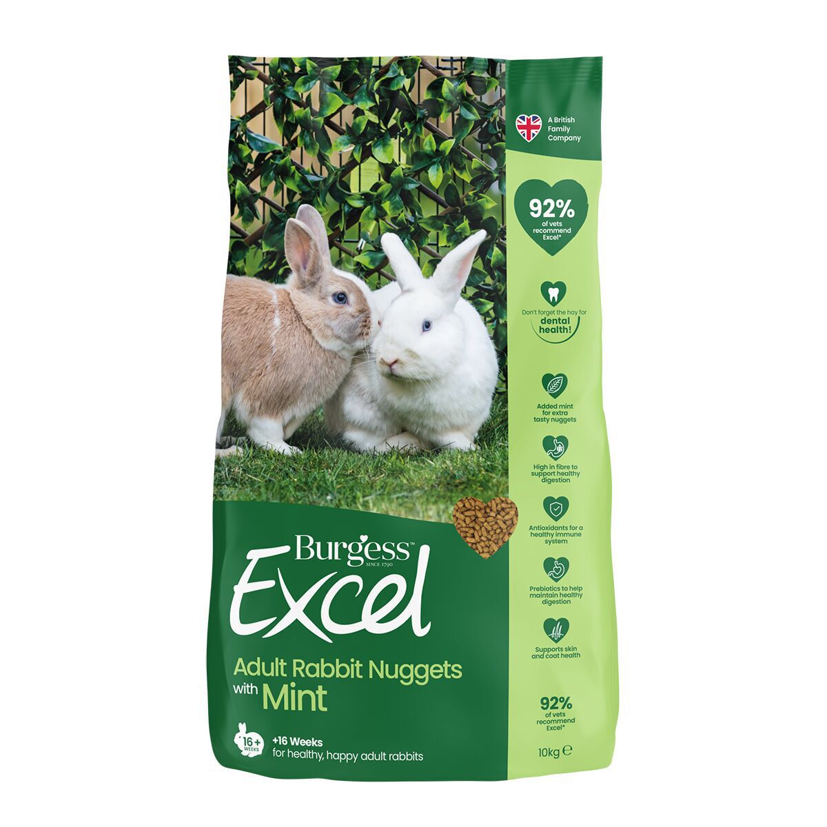 Burgess Excel Rabbit Adult Nugget with Mint 1,5 kg - Kaninmat