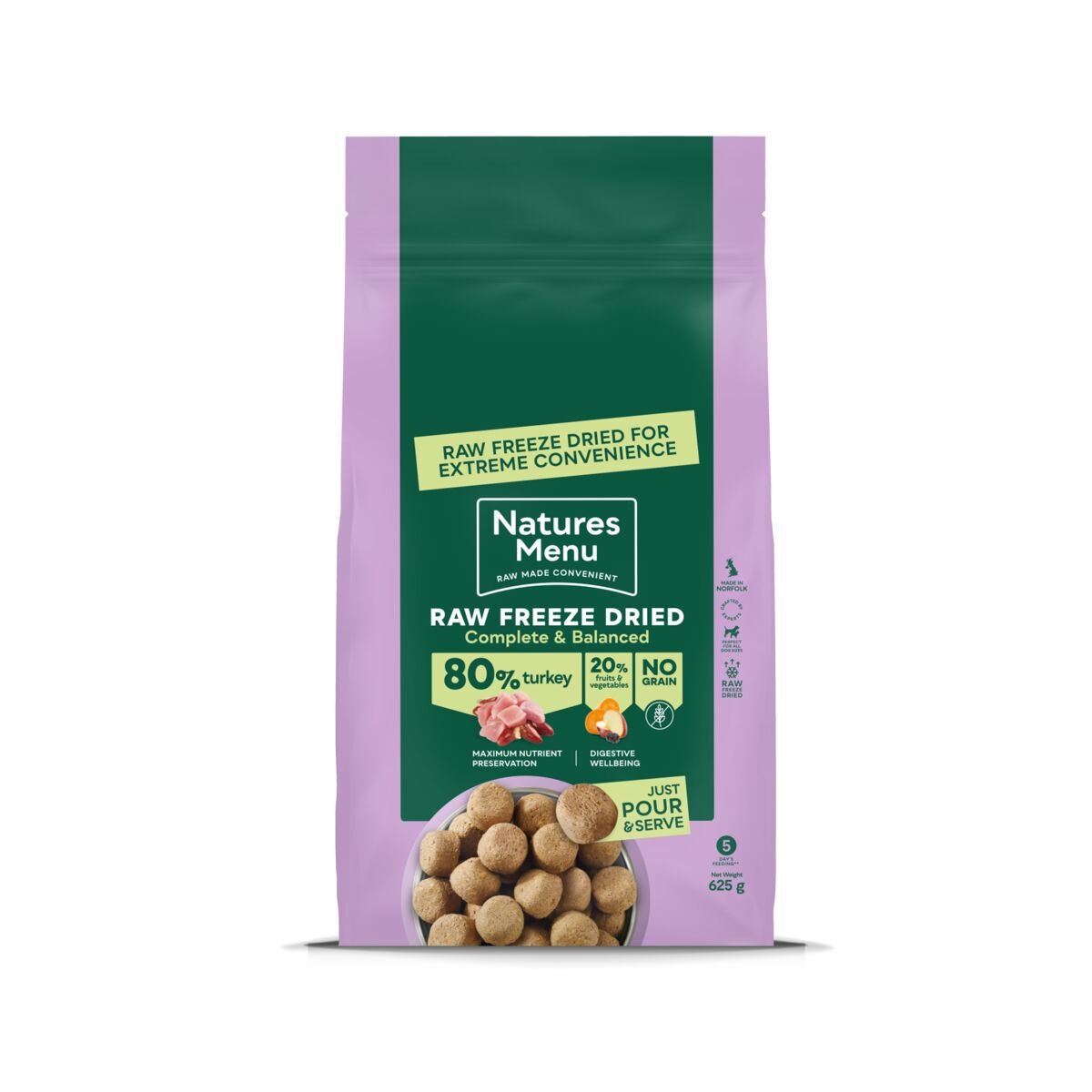 Natures Menu Dog Freeze Dried Turkey Frysetørket Hundefôr 625g