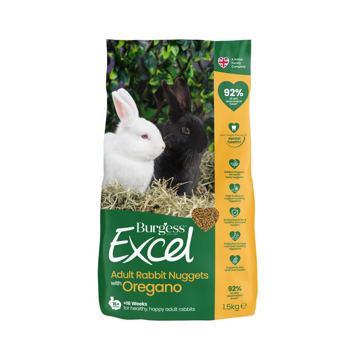 Burgess Excel Rabbit Adult Oregano Kaninfôr 1,5 kg - Kaninmat