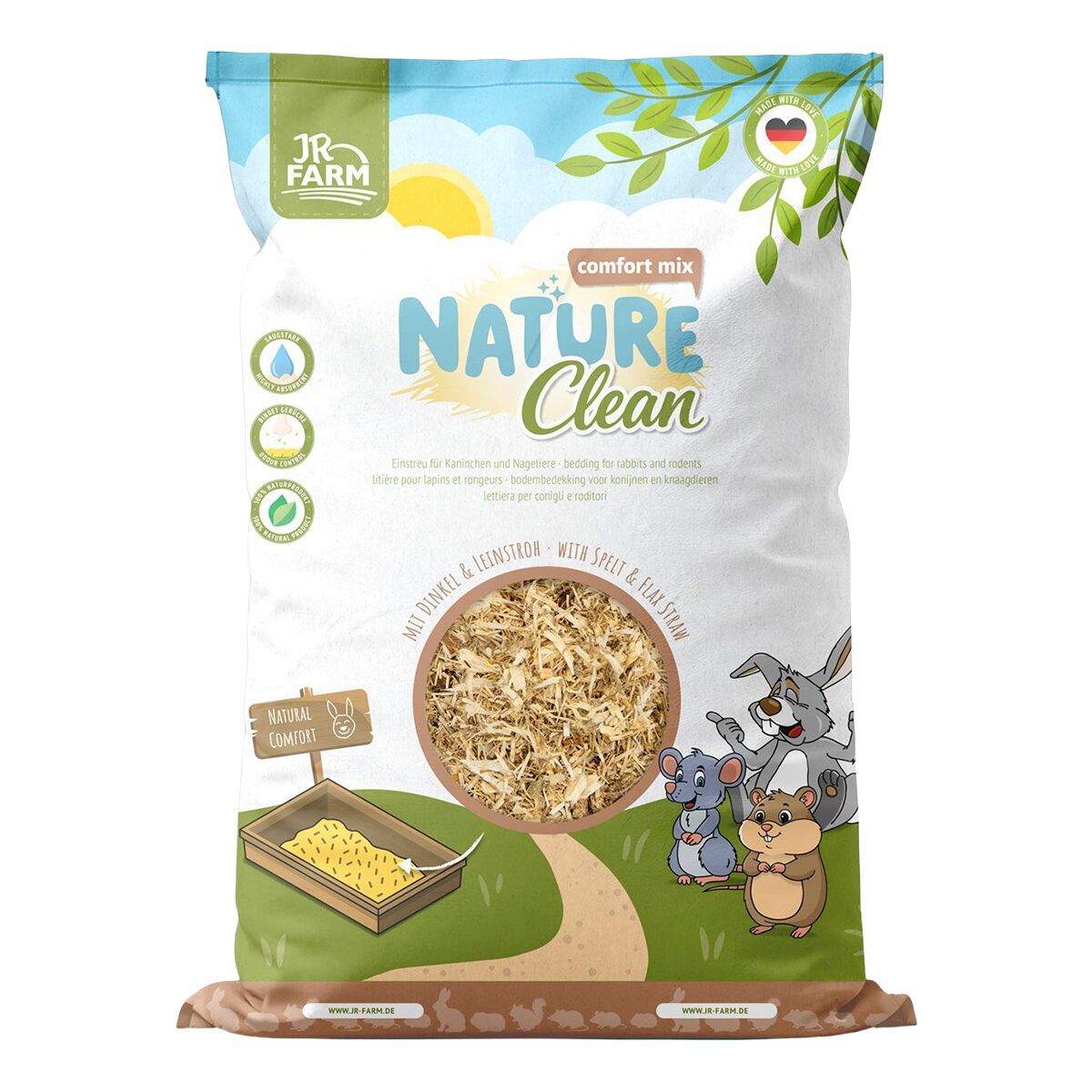 JR Farm Nature Clean Comfort Mix Burstrø 20 L - Burspon & Halm