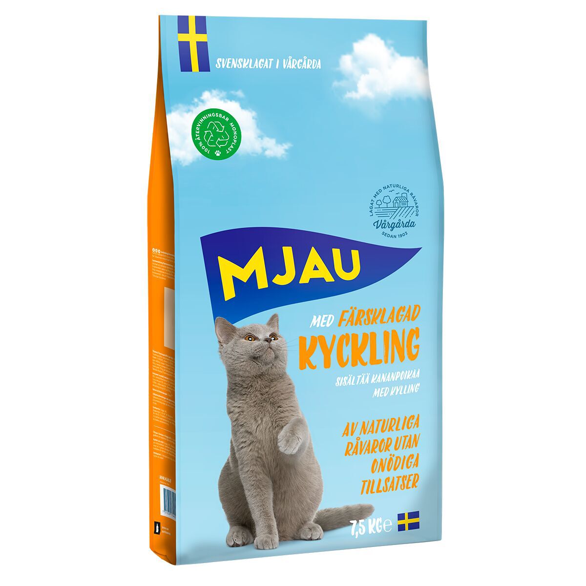 Mjau Kylling Tørrfôr til Katt 7,5 kg