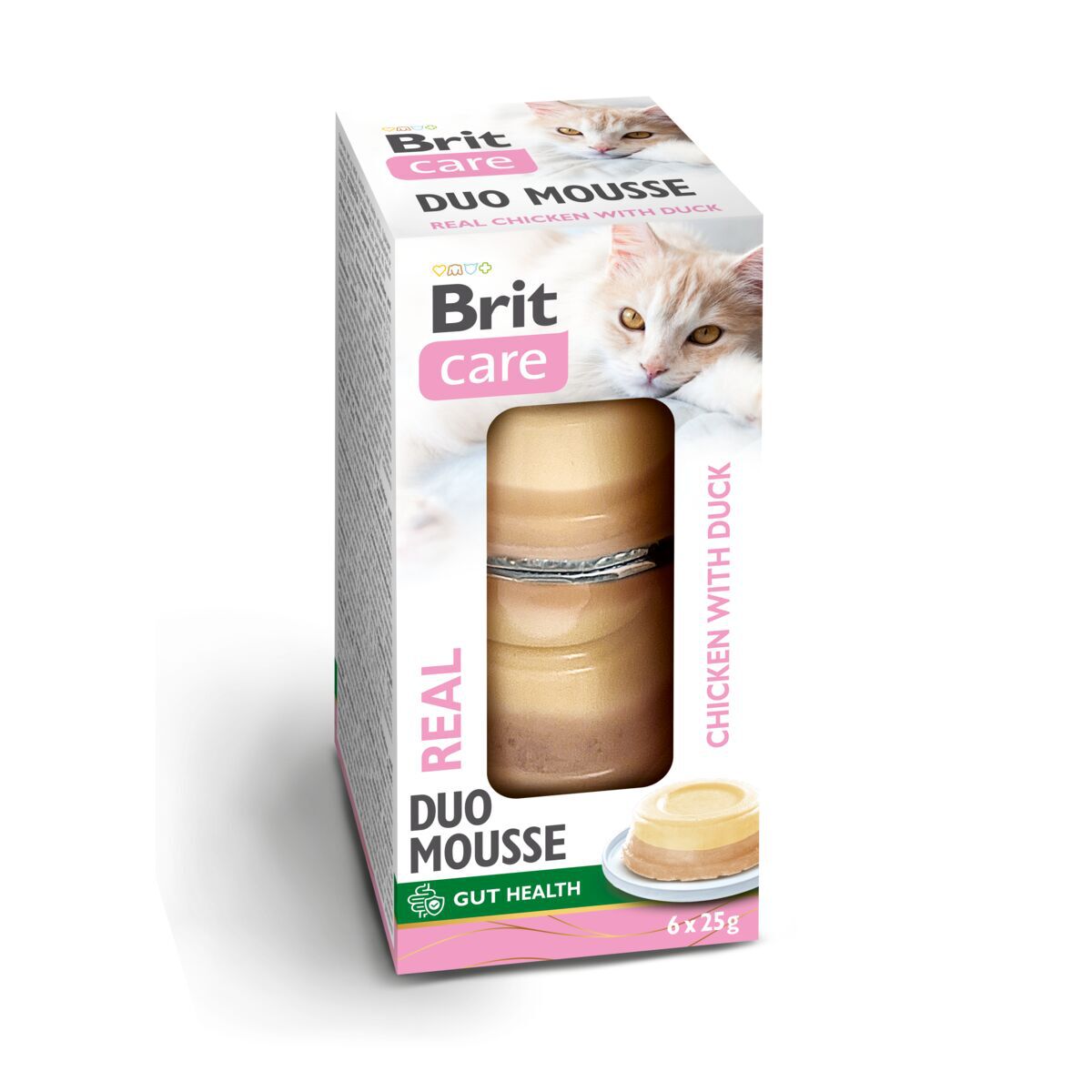 Brit Care Cat Double Layer Mousse Real Chicken with Duck Våtfôr til Katt 6x25 g