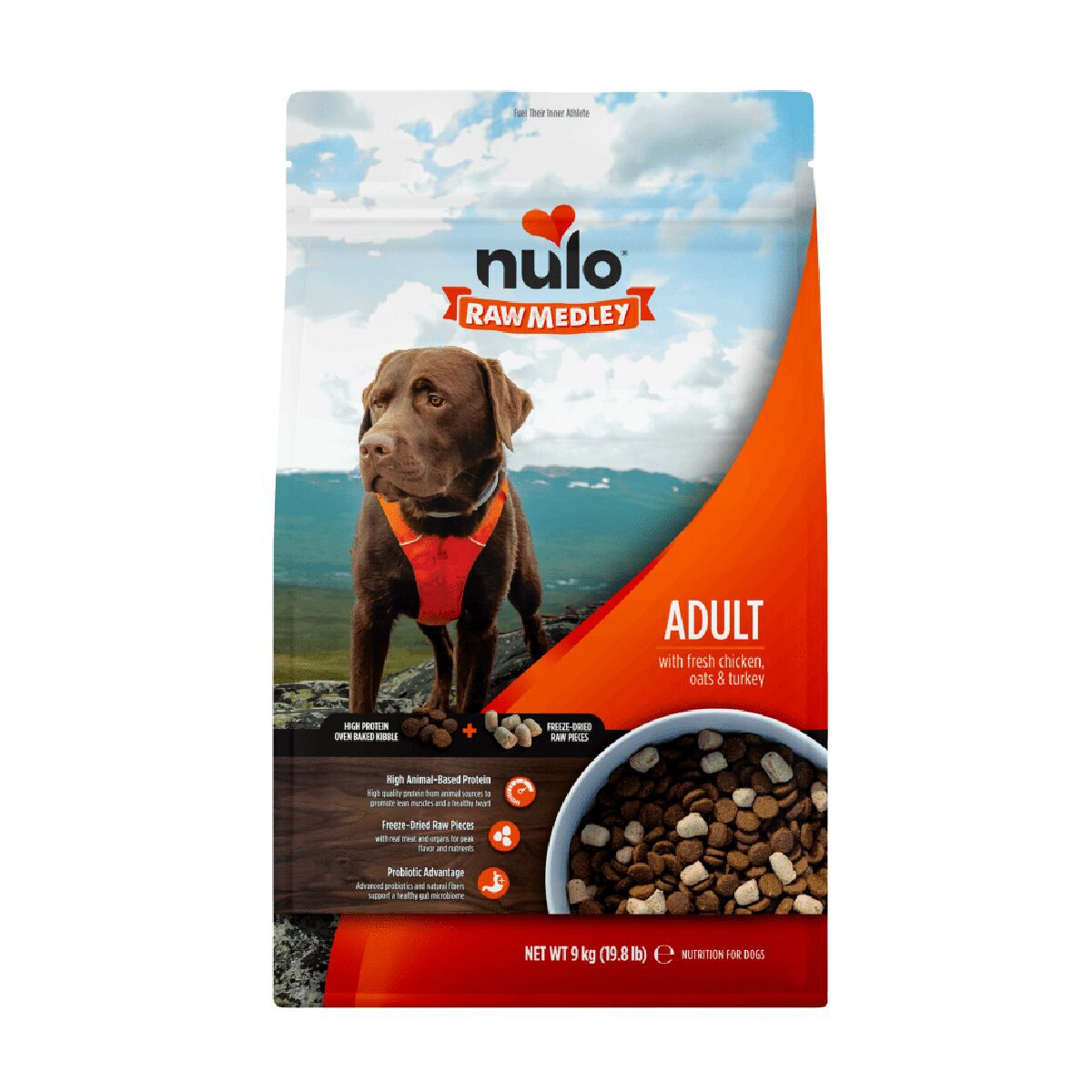 Nulo Raw Medley Dog Adult Fresh Chicken, Oats & Turkey Tørrfôr til Hund 9kg