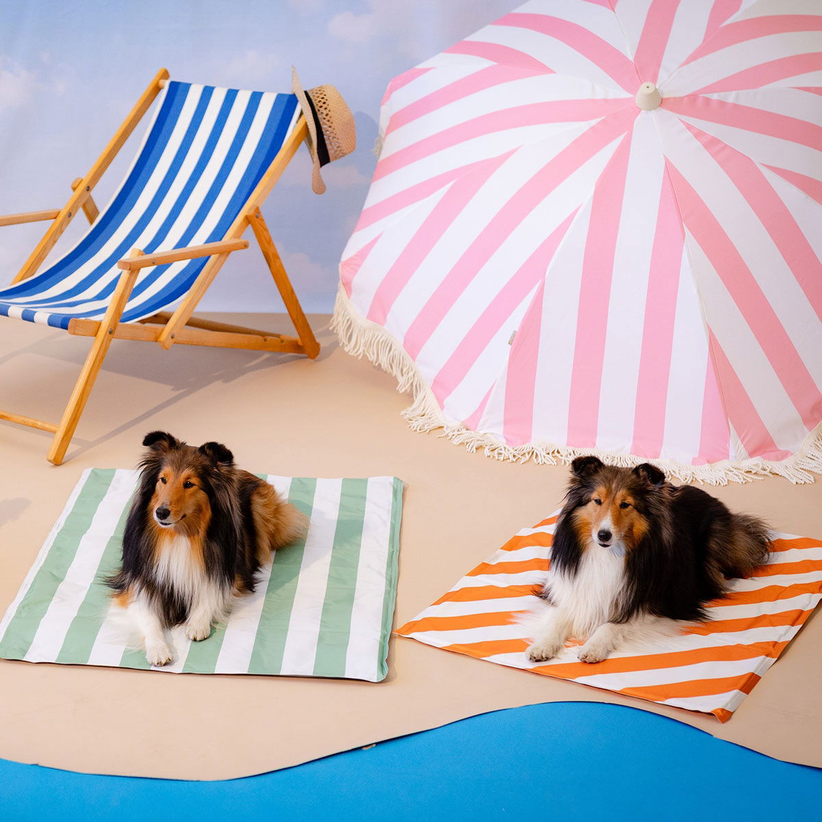 Little&Bigger HotSummer cooling mat stripes green