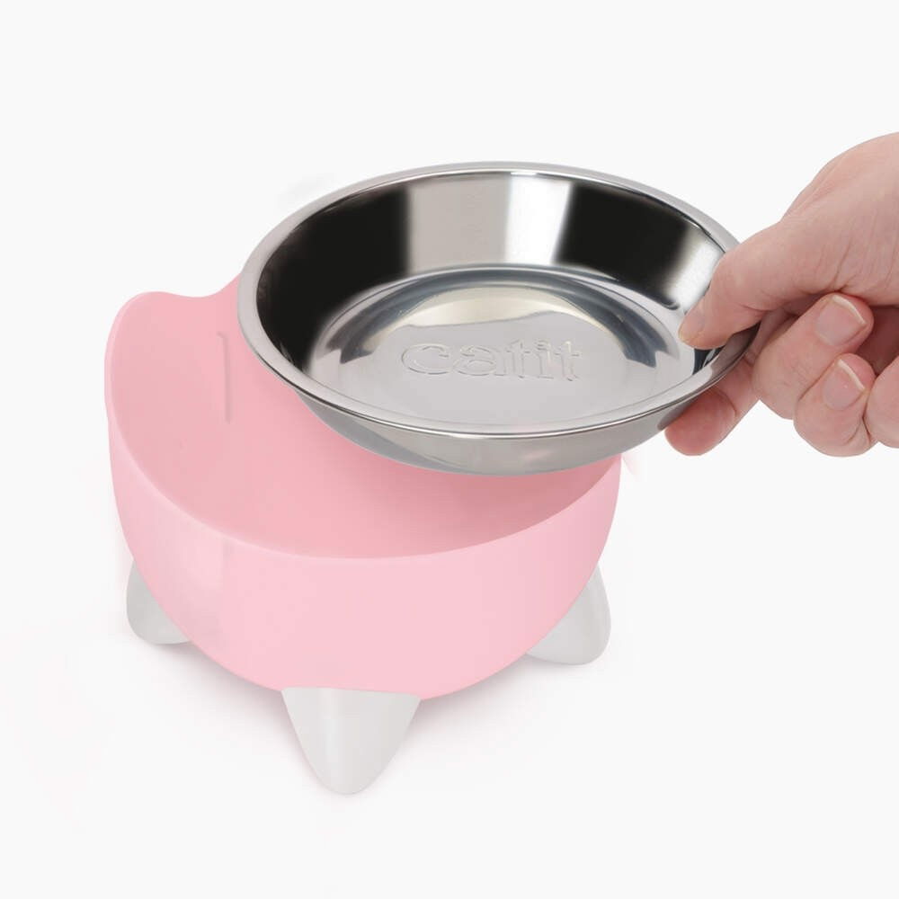 Catit Pixi Combo kit with fountain & elevated bowl pink