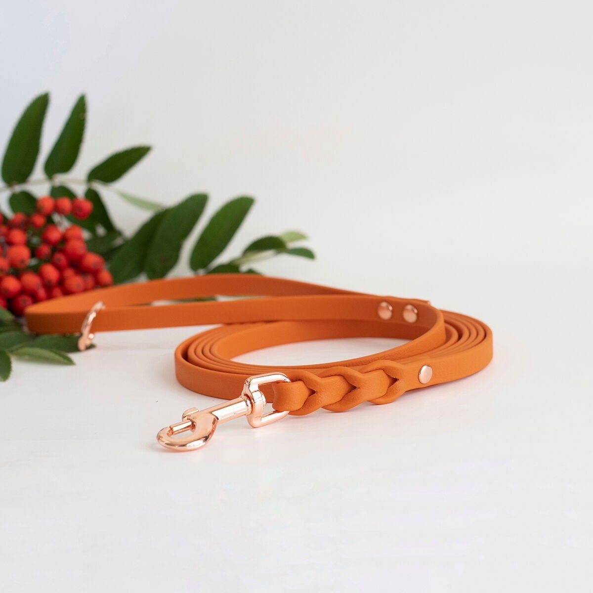 Tyylivoitto Braid leash, burnt orange