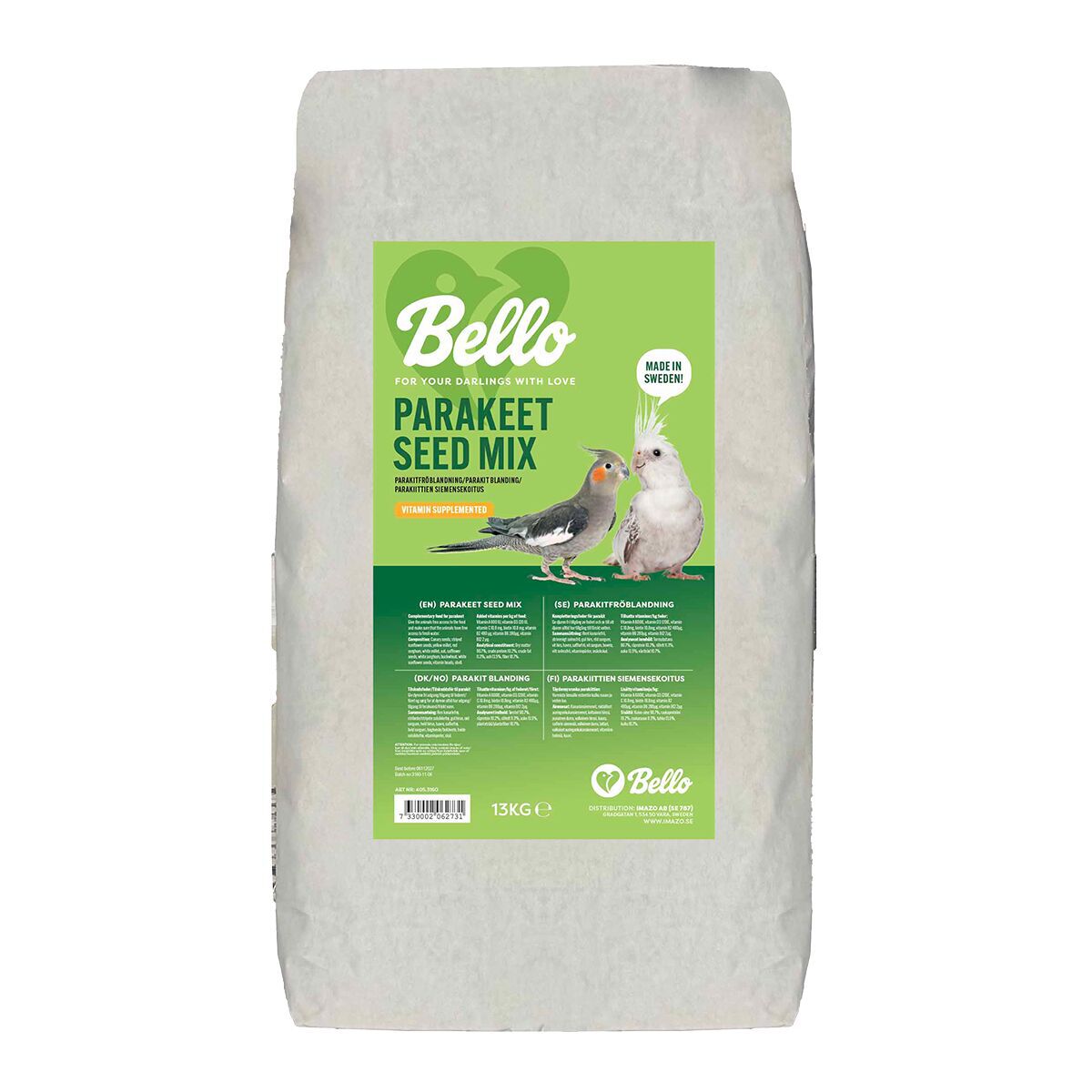 Bello Parakeet Seed Mix Fuglemat til Små Parakitter 13kg