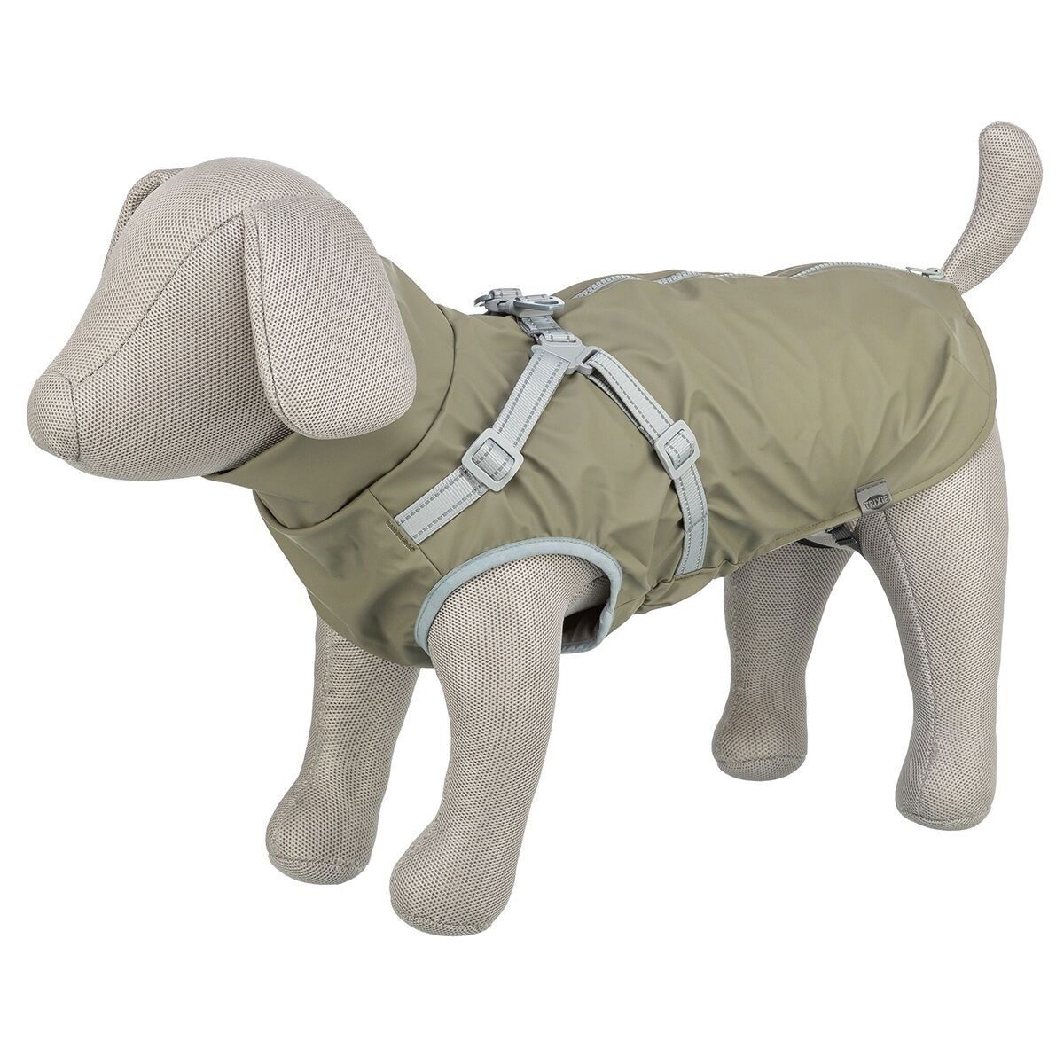 Trixie Pontis rain coat with harness, olive green