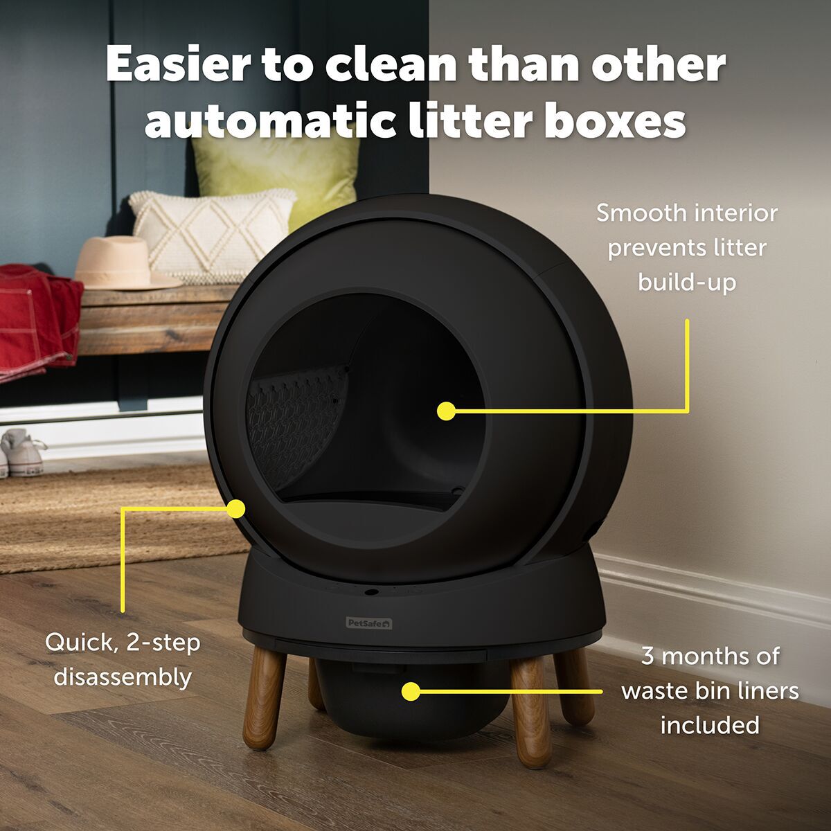 PetSafe SmartSpin Self-Cleaning Litter Box, Black