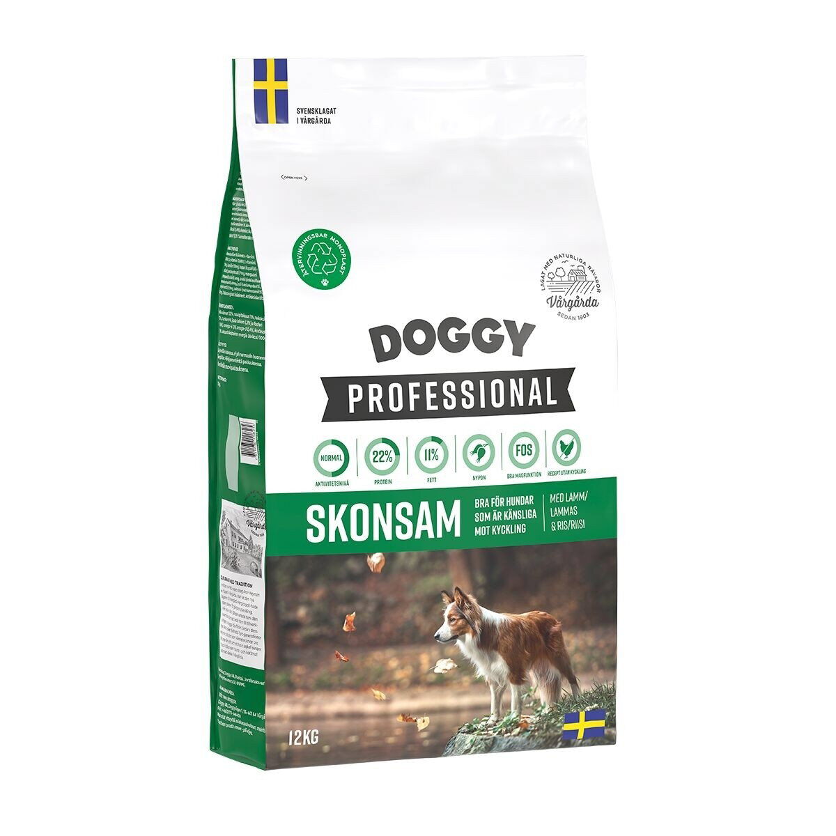 Doggy Professional Skånsom Tørrfôr til Hund 12 kg - Hundefôr til følsom hud & pels