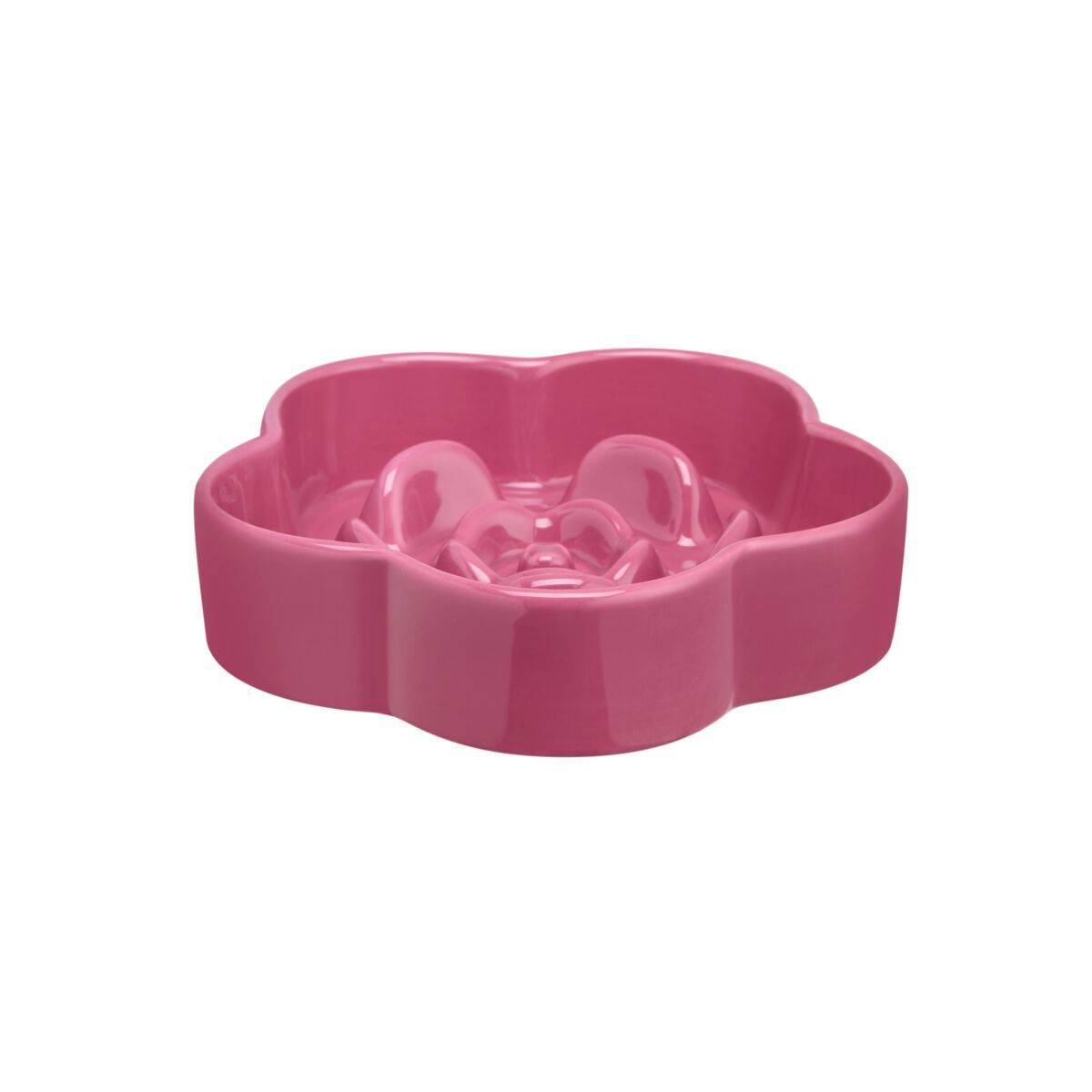 Little&Bigger XOXO ceramic slow feed bowl rose pink