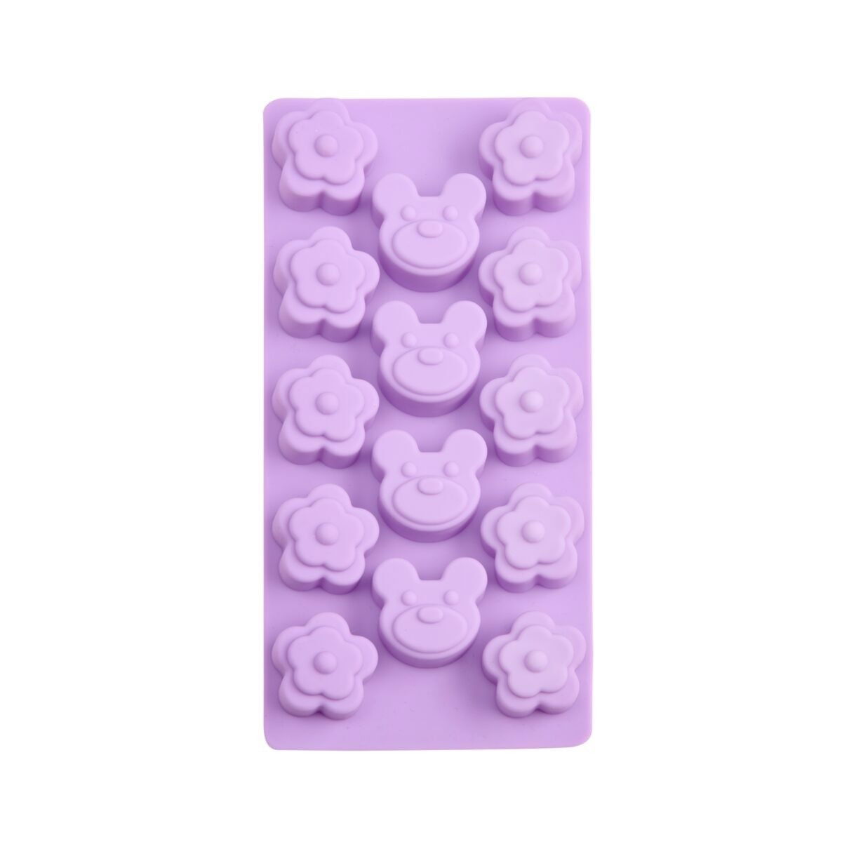 Little&Bigger XOXO treat mold flowers and teddy bears lilac