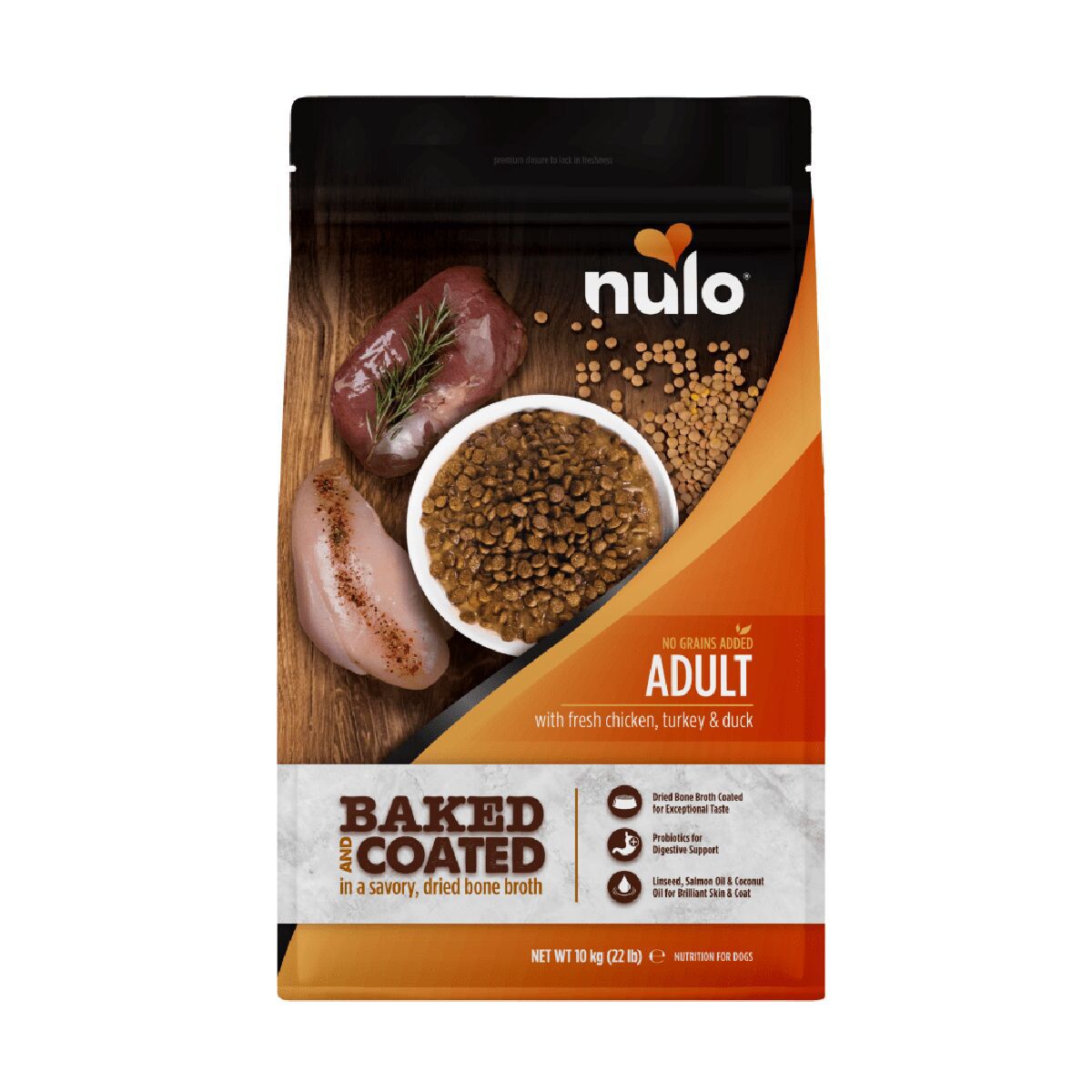 Nulo Baked & Coated Dog Adult Fresh Chicken, Turkey & Duck Tørrfôr til Hund 10kg