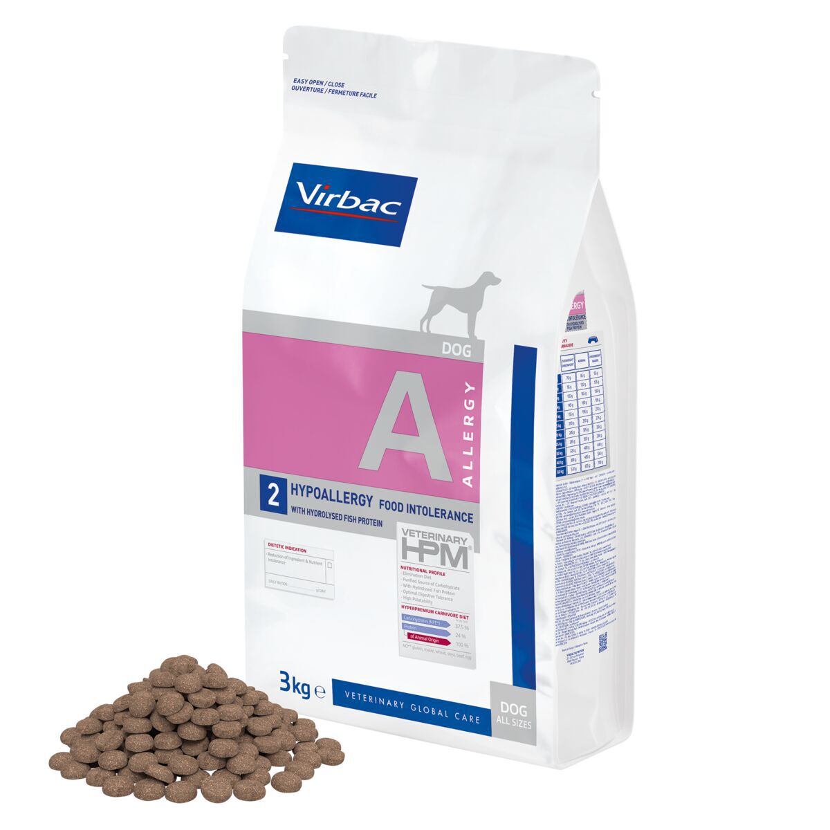 Virbac HPM Dog A2 Allergy Hypoallergy Salmon Veterinærfôr til Hund 3 kg - Veterinærfôr for fôrallergi hos hund